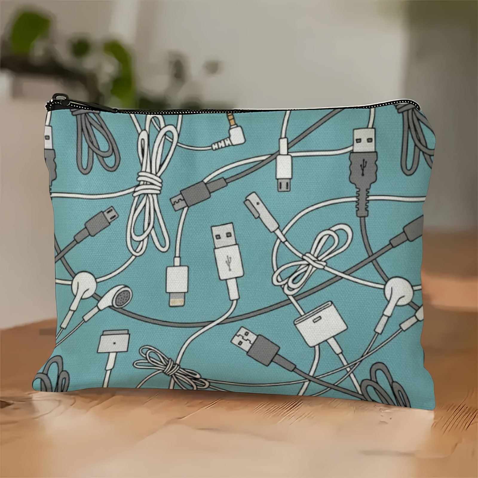TEMU 1pc Organisateur de chargeur et de câble et moderne avec fermeture éclair, boîte de rangement de voyage, étui à crayons, cadeau de décoration ,