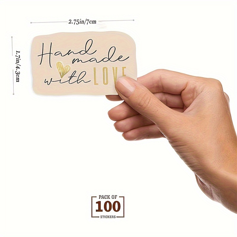 Image of 100 Handmade Love Stickers 1.75 X2.75 Inch Party Baked Cake Dessert Label Stickers