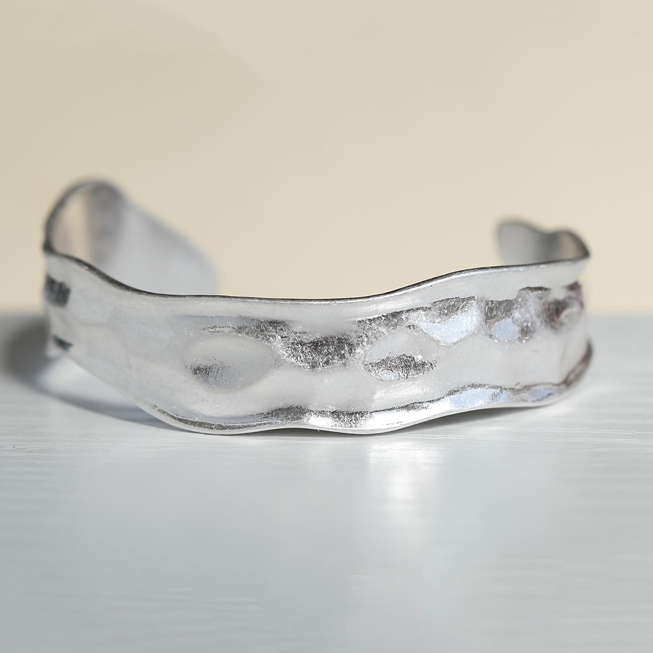 Image of Retro Classic Matte Bracelet Good Quality Irregular Bangle Good Texture Wide Surface Texture Jewelry Party Gift Suitable For Women's Wear