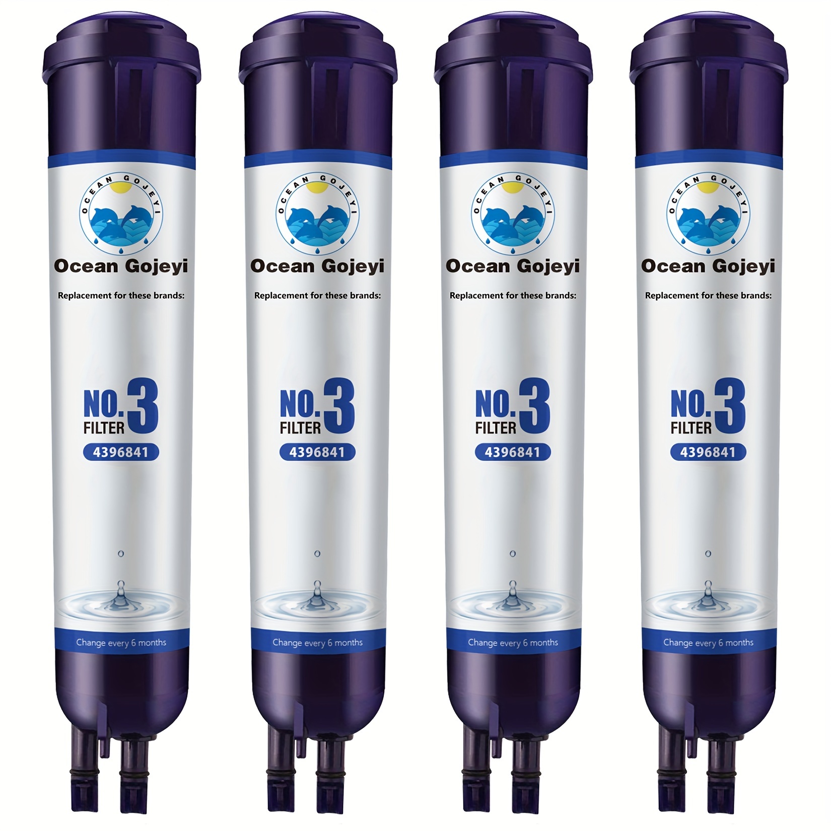 

Refrigerator Water Filter Compatible With 4396841, 4396710, , Filter 3, 9030, 9083, 46-9030, 46-9083, 4pcs