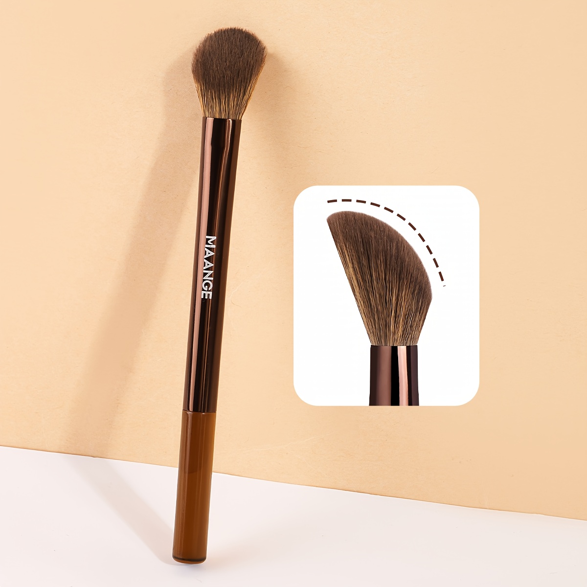 Maange 1pc Cosmetic Brush, Finger Belly Brush, Concealer Brush, Brush, Powder Blusher Brush, Powder Taking, Beauty Tools, Natural Halo, Curved Brush Head, Portable For Travel, Suitable For Beginners