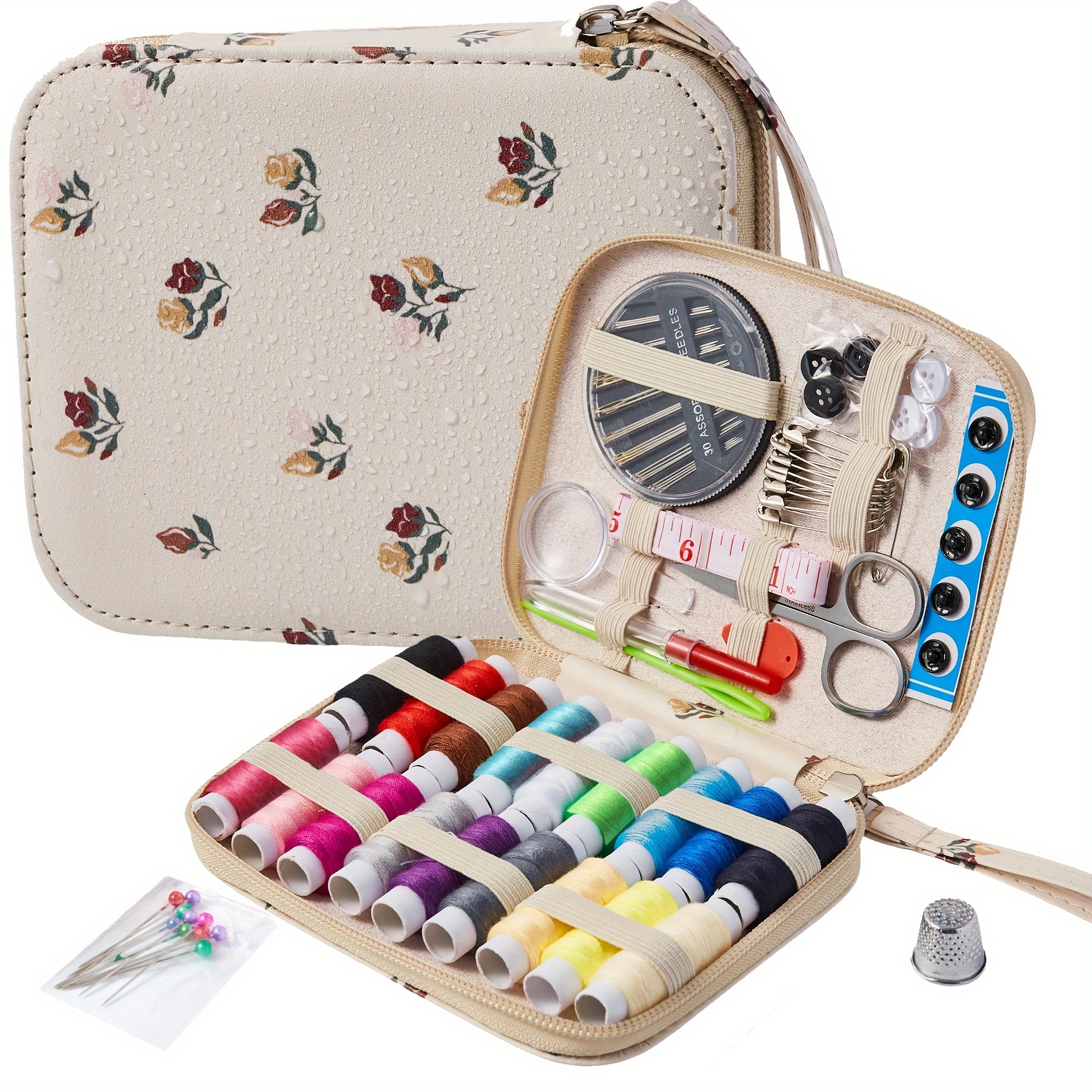 Image of 87 Basic Sewing Kits, Including Sewing Supplies And Accessories, Suitable For Adults, Beginners, Home Use, Travel, And Emergencies, Featuring Scissors, Measuring Tape, Needle Threaders, And More.