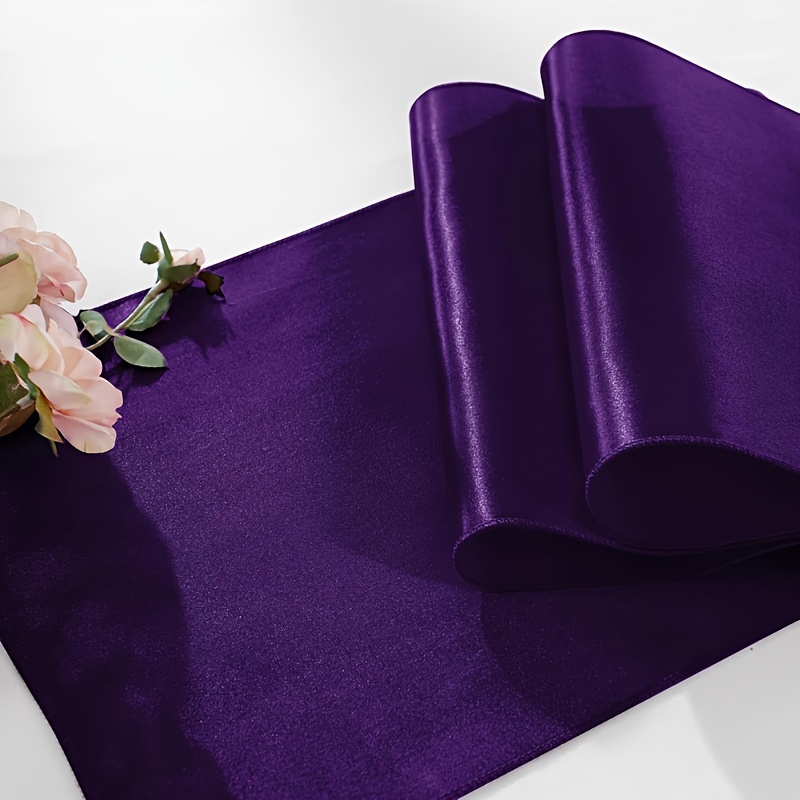 TEMU Purple Table Runner Measuring 12 By 108 Inches, Featuring A Silk-like Smooth Texture, Decorating Tables And Birthday Celebrations.