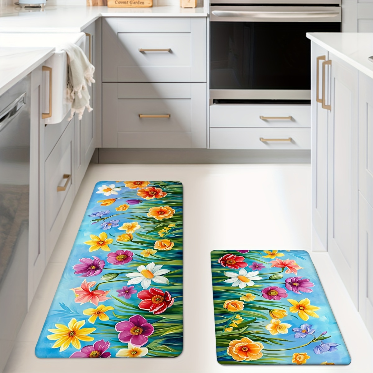 Spring Flowers Kitchen Mats Non slip Durable Bathroom Pads Temu Australia