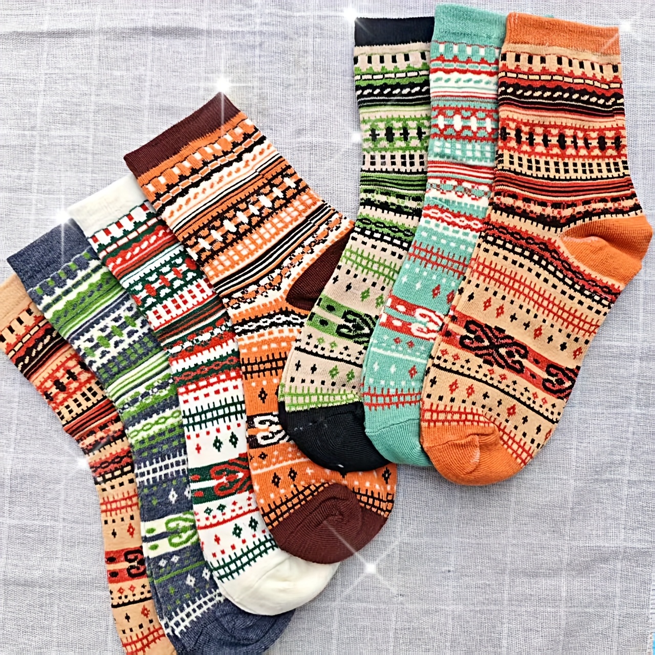 TEMU [autumn Winter Style] 7 Pairs Of Trendy Mid-calf Socks Women's Socks Scrunch Socks