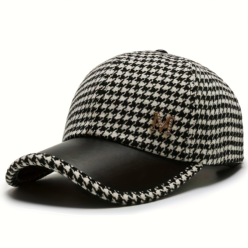 TEMU Casquette de baseball d'automne-hiver pour hommes et femmes, unie, chaude, à carreaux, à dessus rigide, pare-soleil d'extérieur, casquette à