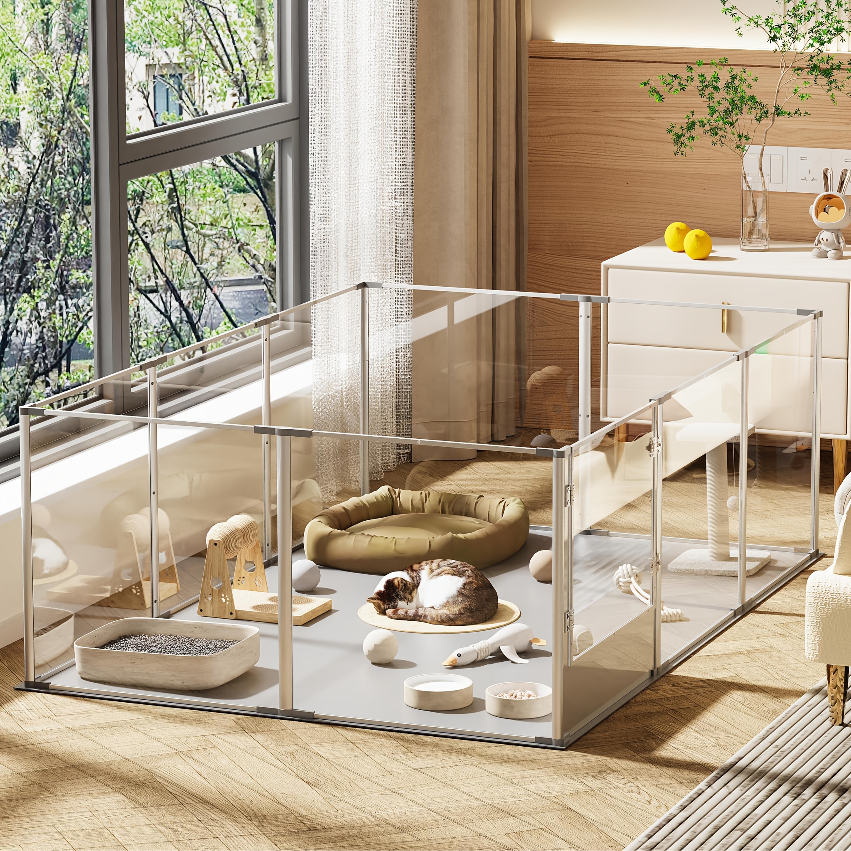 acryl hundstaket: 10 stora akrylhundstak valpbox med matta - Temu Sweden