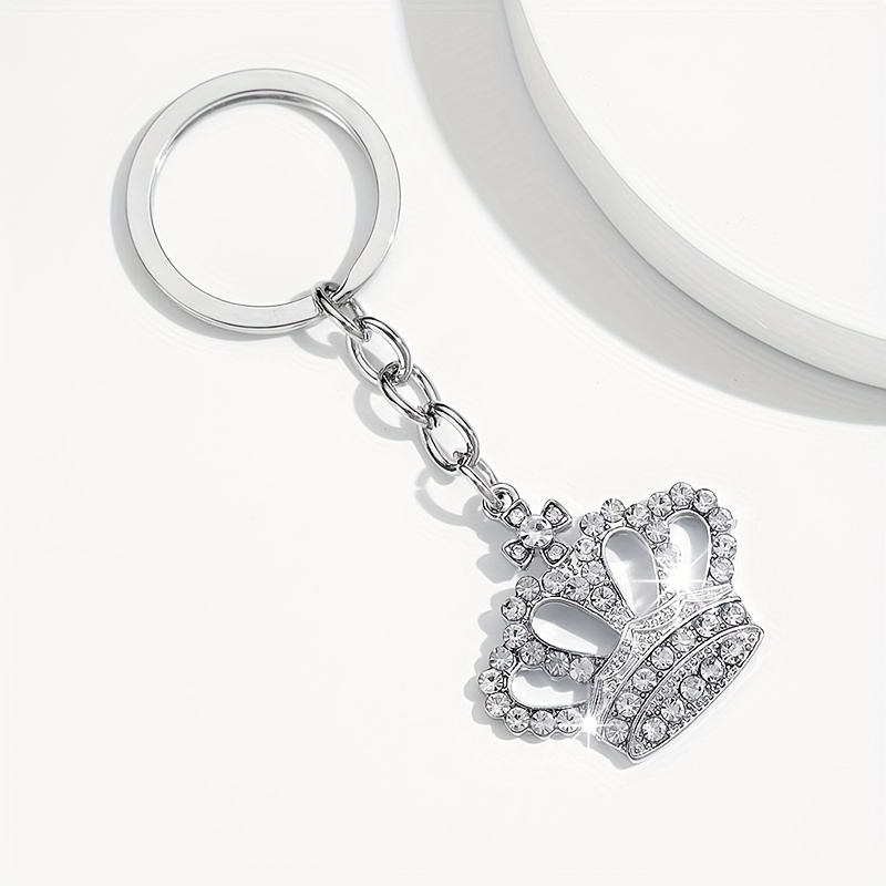 1pc Of Fashionable European And American Unisex Crown-shaped Keychain Pendant Accessory, Fully Encrusted With Rhinestones, Suitable For Men And Women' Keys, Bag Charms, And Holiday Gift-