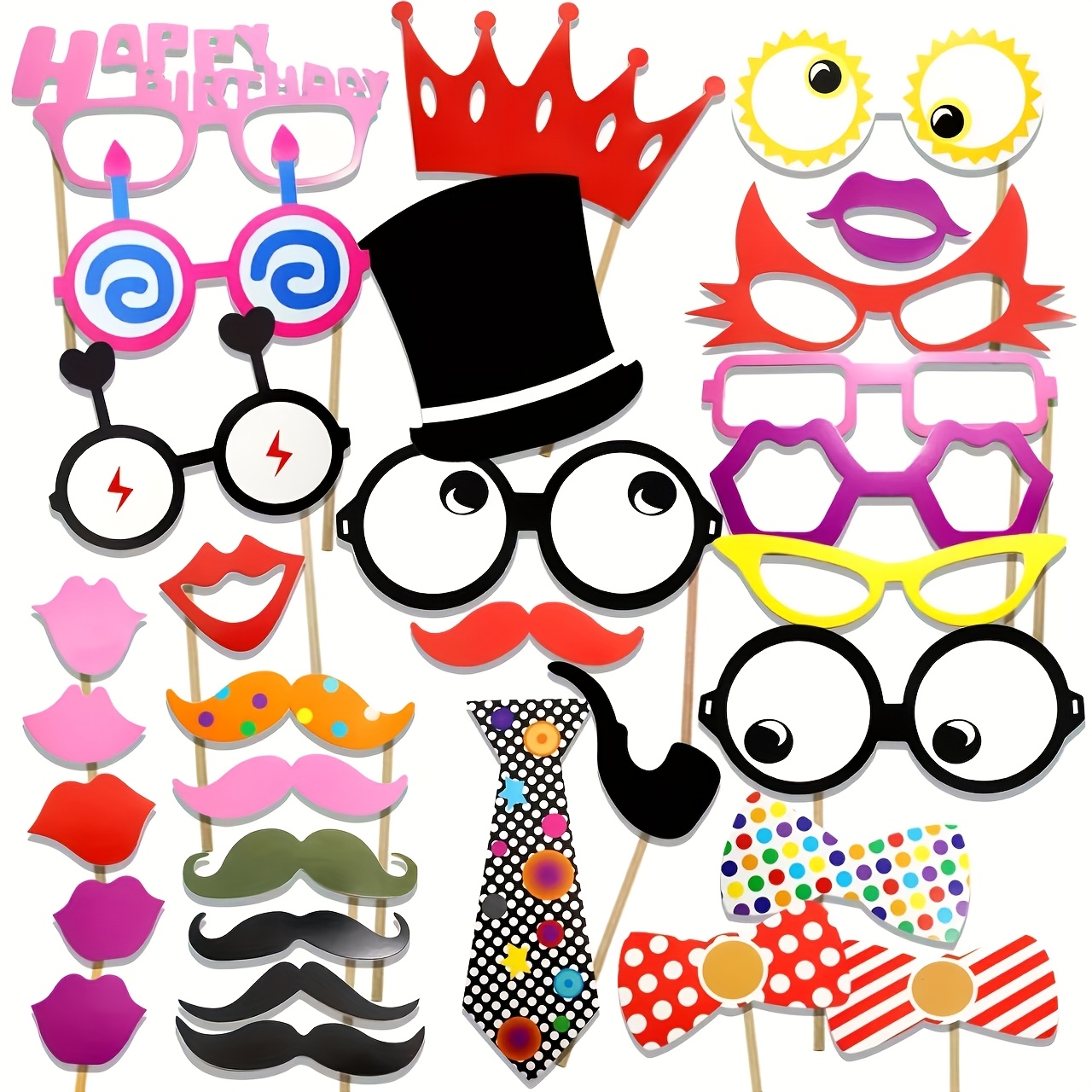 TEMU Lot de 31 accessoires photo pour fête d'anniversaire et articles de décoration pour fête d'année