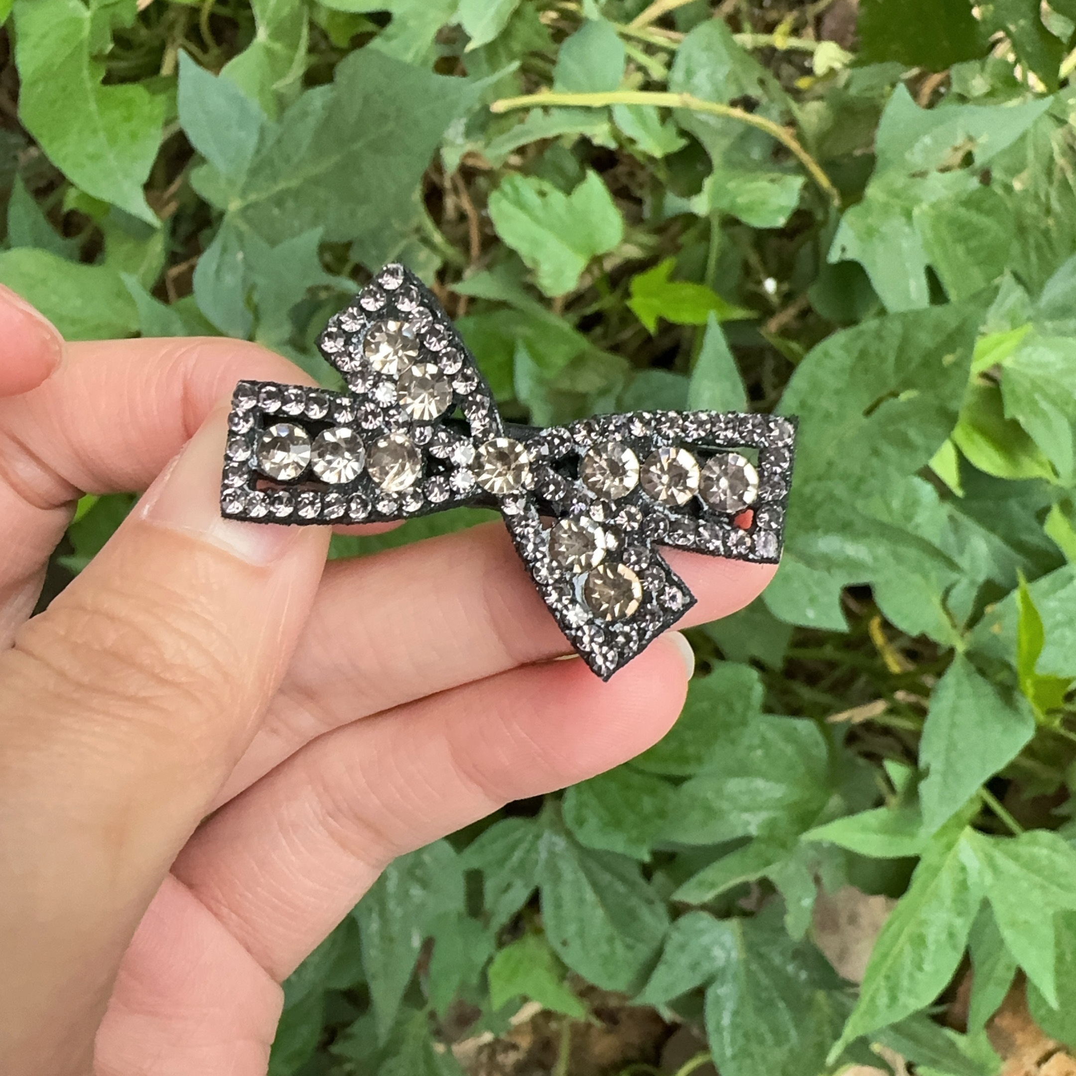 Light Luxury Rhinestone Black Bow Hair Accessory, Hair Clip, Side Clip For Flyaways And Bangs, Barrette Hair Clip, Hair Accessory
