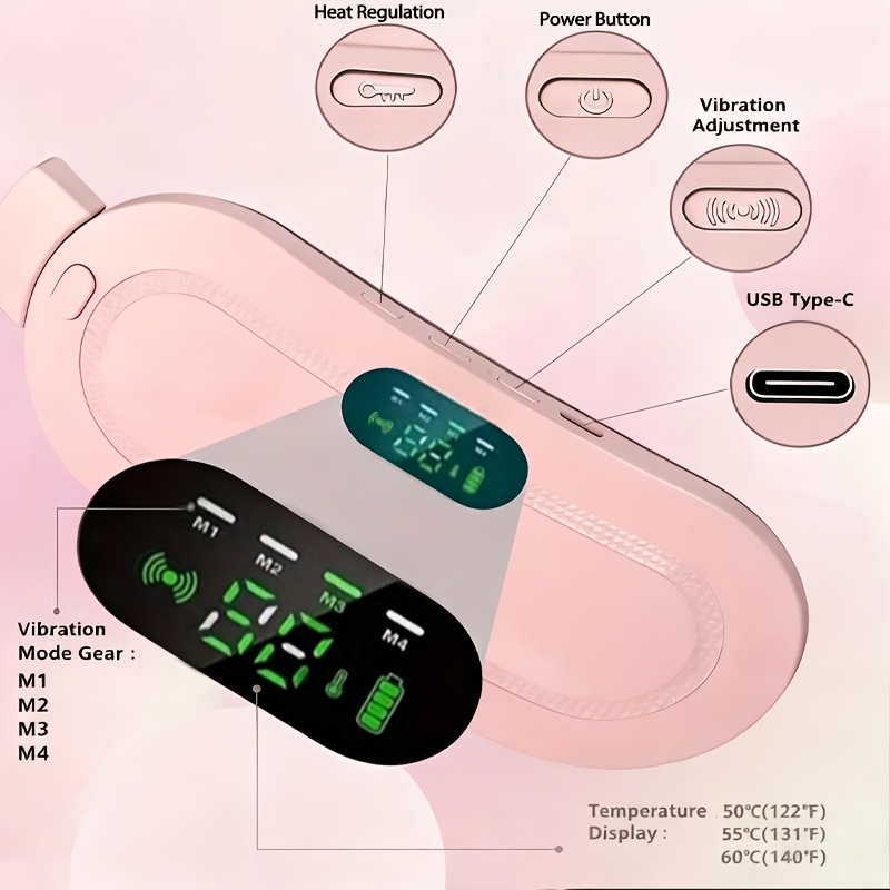 Warm Palace Treasure, a Portable Wireless Heating Pad for Women, Adjustable Multi-Level Modes, Heating Pad for Women'S Back And Abdomen, Electric Heating Belt for Menstrual Periods, Heat, Vibrating Waist Massager, Rechargeable, Warm Stomach Patch