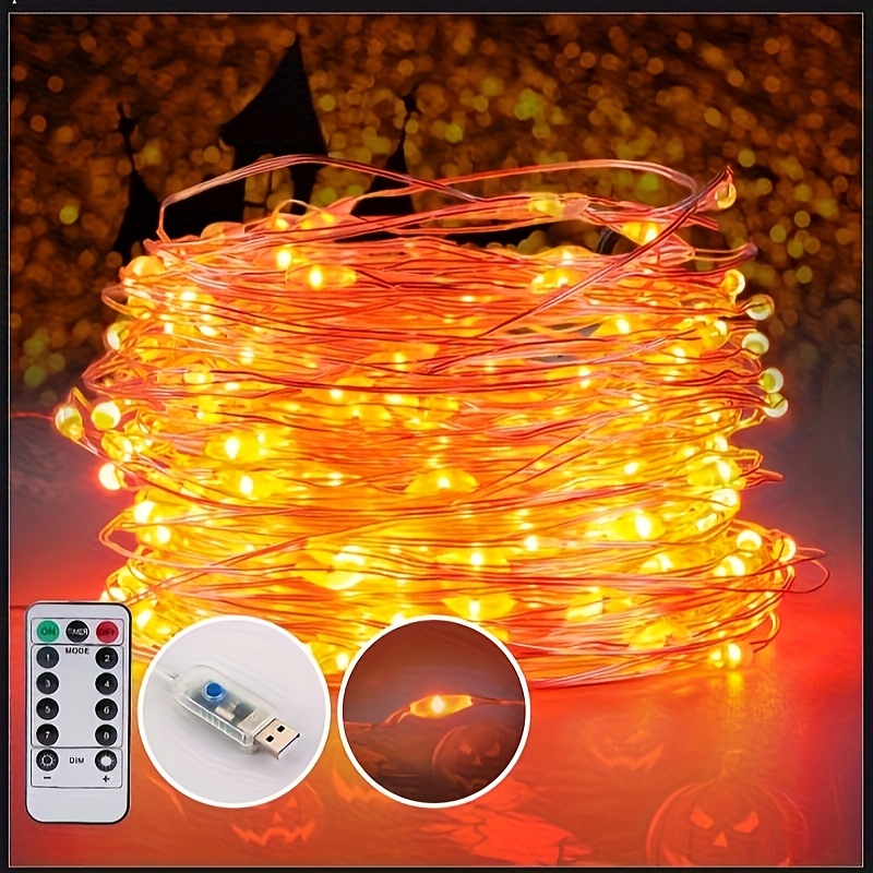 TEMU Led String Lights, Usb Fairy Lights Plug Twinkle String Lights Silver Wire Lights With Remote And Timer 8 Outdoor Indoor Starry Lights Wedding,