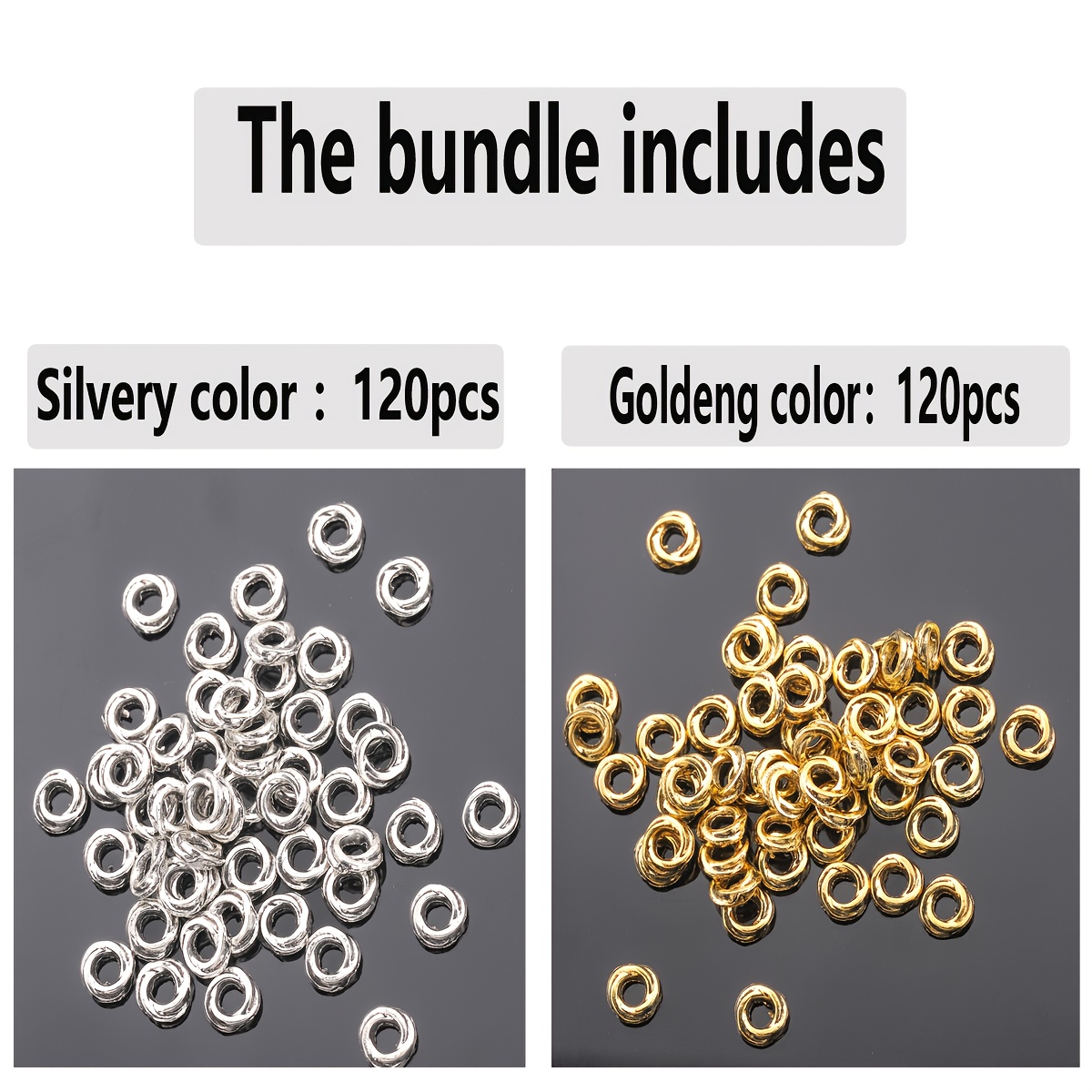 TEMU 240pcs/120pcs/6.5mm Closed Rotation Pattern Spacer Beads, Flat Round Shape Loose Beads, Double-sided Twisted Glossy Hollow Straight Hole Bead,