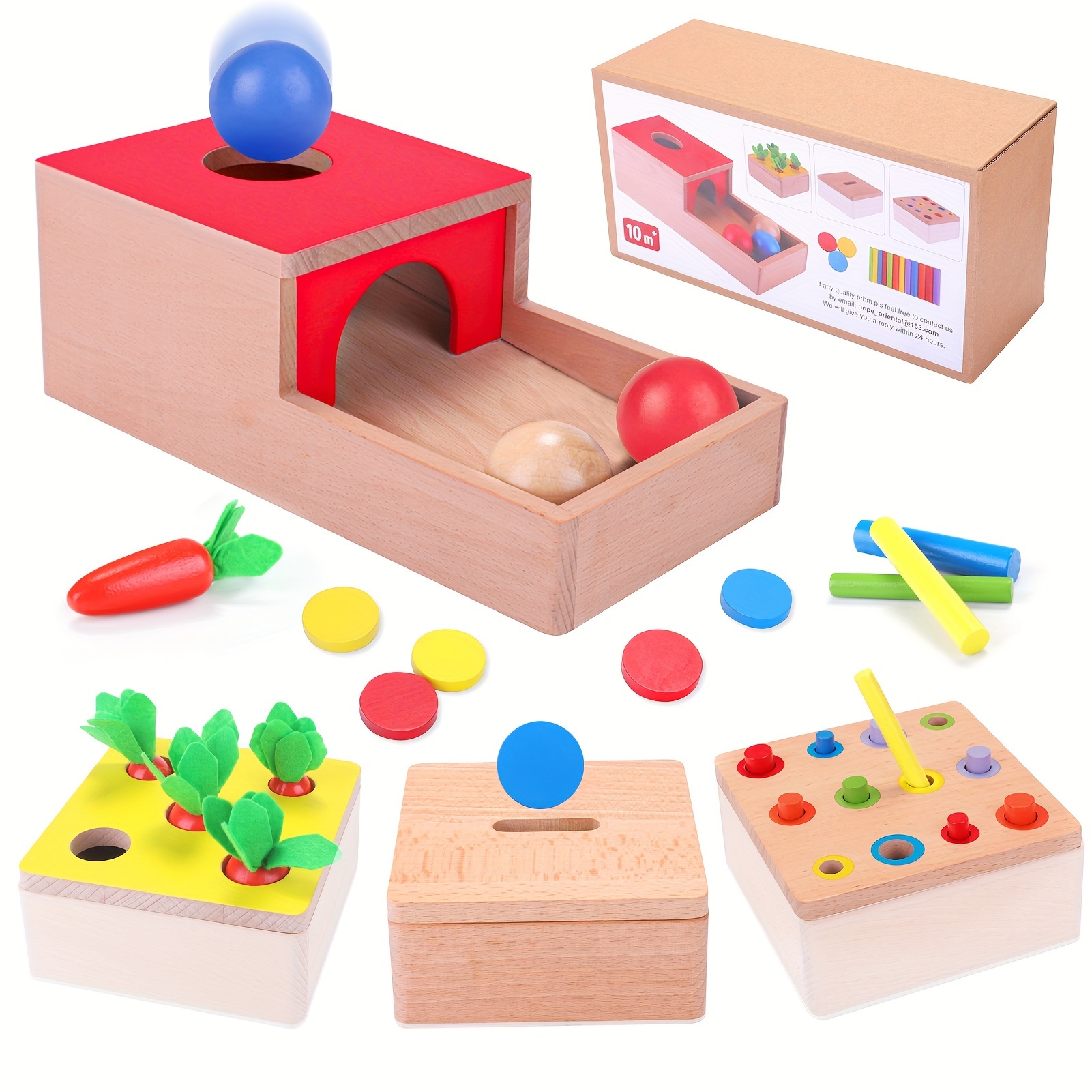 

Wooden Educational Toys For 1 Year Old - Object Box, Color & Shape Sorting Game, Harvest, Preschool Learning Gifts For , Boy Girl, Learning Matching Game