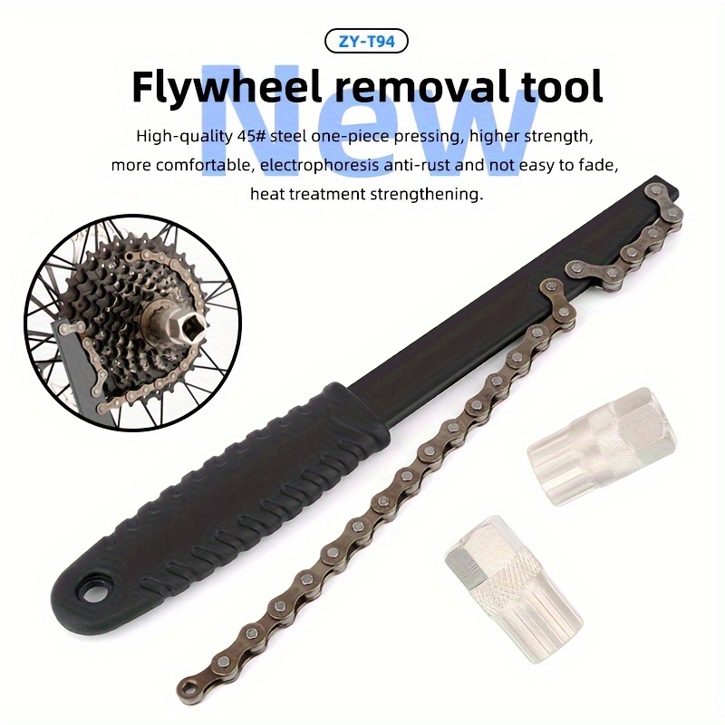 

Bicycle Cassette Flywheel Wrench, Steel Bike Repair Tool, Chain Whip Flywheel Removal, Comfortable Grip, Electroplated Anti-rust, Heat Treated Strengthener