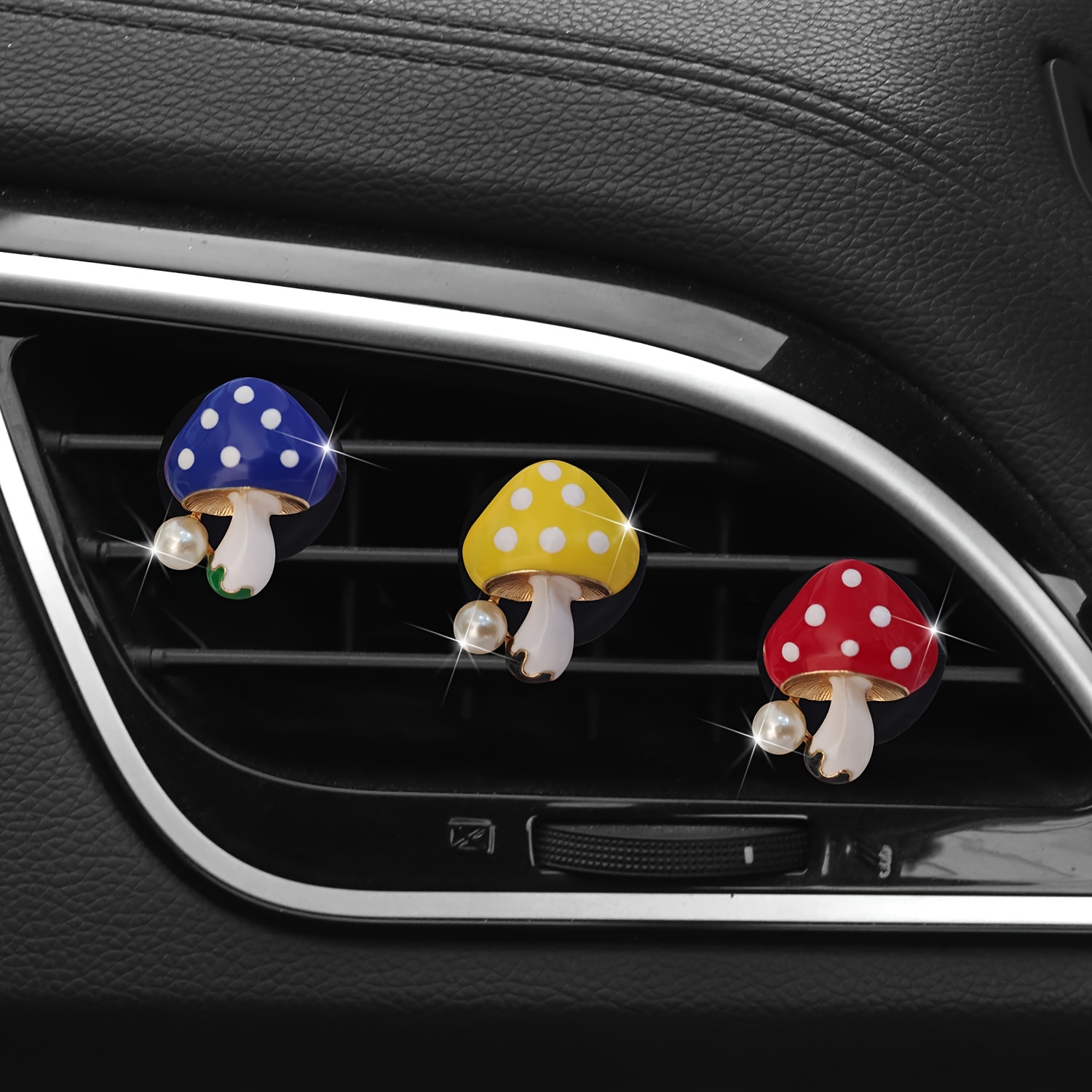 

Metal Mushroom Shaped Car Perfume Decoration Women's Pearl Mushroom Car Air Freshener Perfume Clip