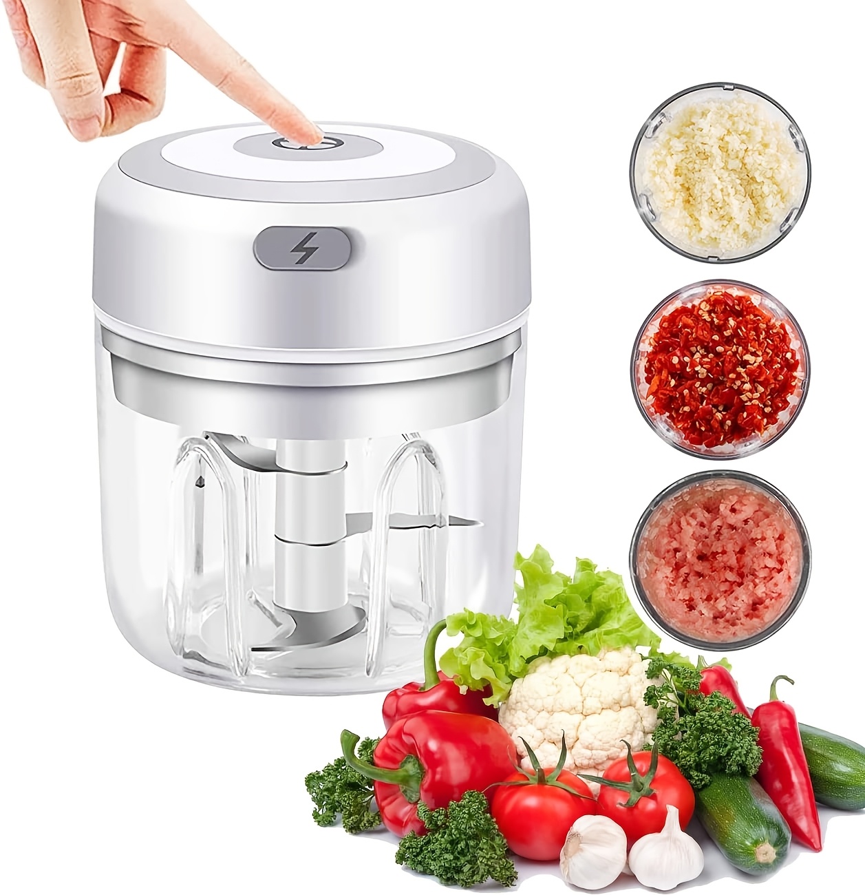 1pc high powered multifunctional food processor usb wireless charging quickly   chops meat garlic vegetables baby food food grade cup child lock safety ideal for kitchen camping Product details 6
