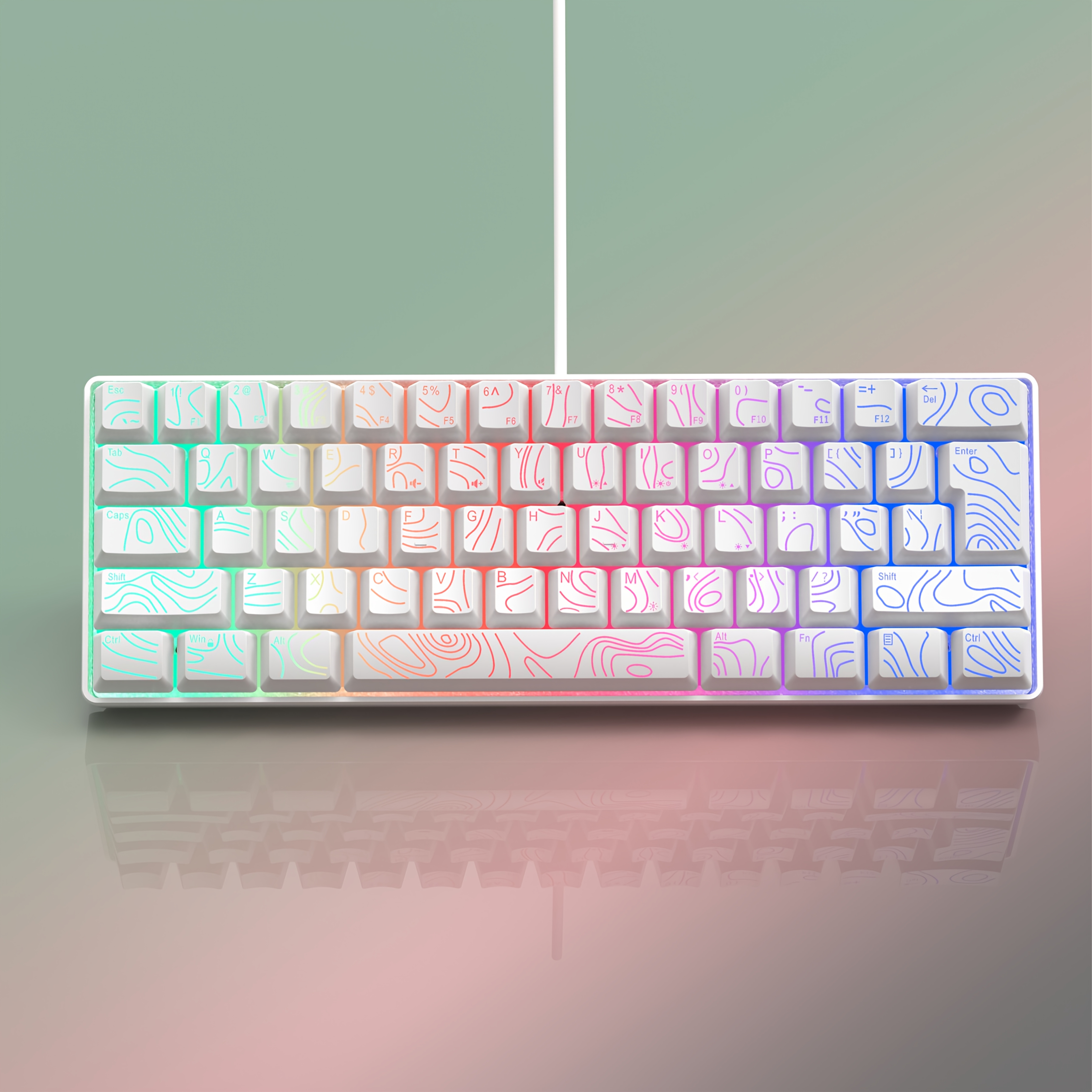 TEMU New Minimalist And Stylish Portable Rgb Backlit Keycap Keyboard With Height Profile In White And Black, Cool Map-style Keyboard Essential For