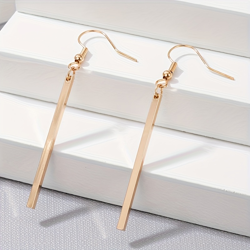 1 Pair Korean Easy Style Geometric 3d Rectangular Women's Exquisite Drop Earrings Suitable For Daily Wear, Prom, Gatherings, And Parties