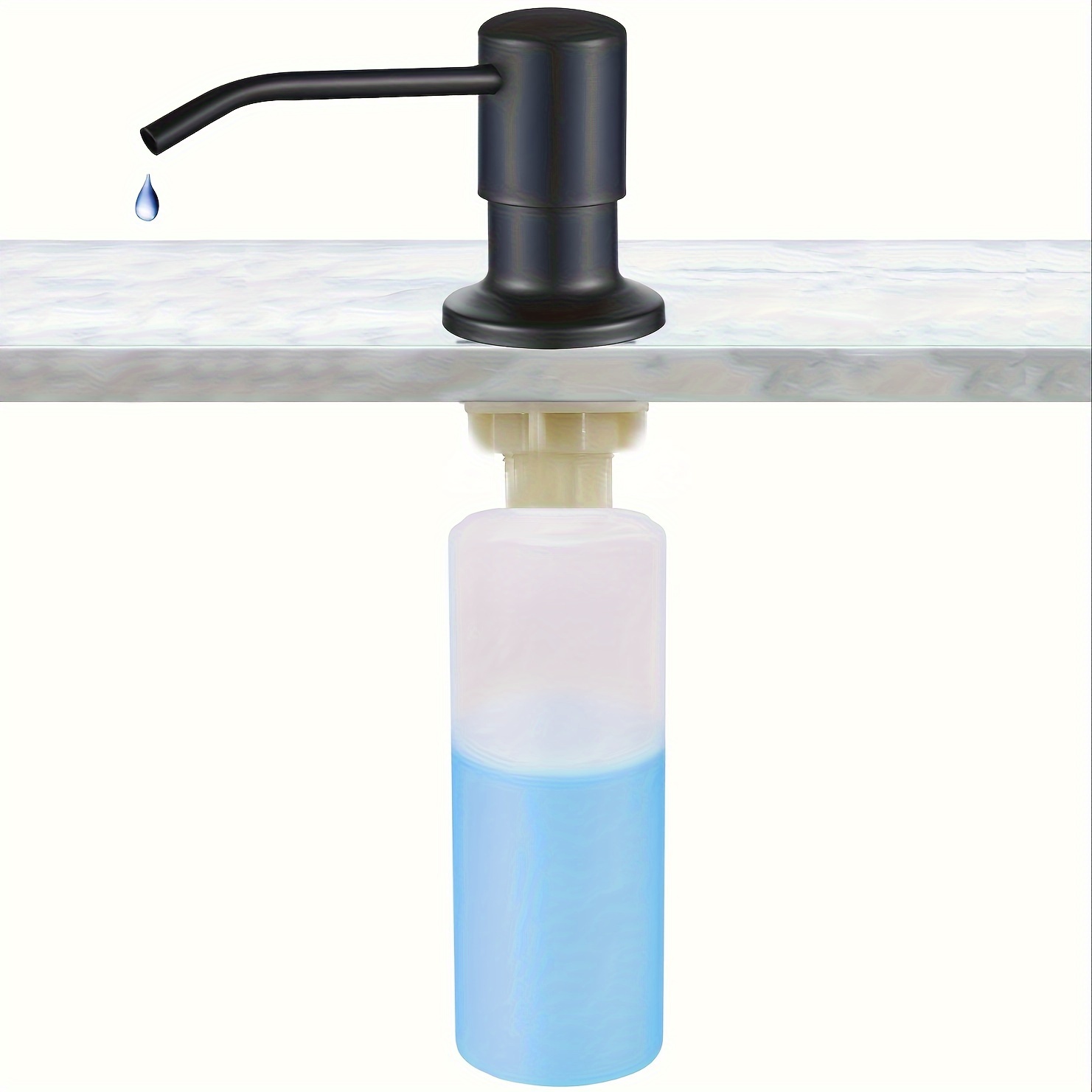 TEMU 350ml Bottle Soap Dispenser: Kitchen Sink Soap Pump With Reusable Bottle - No Battery Required