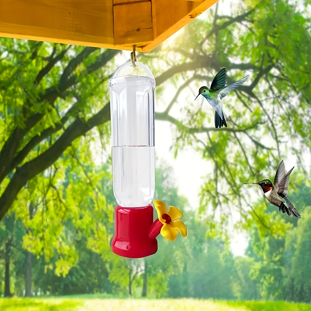 Comedero para colibríes, 1 pieza, de plástico transparente, extraíble y colgante con alambres para colgar, suministros de jardín para exteriores