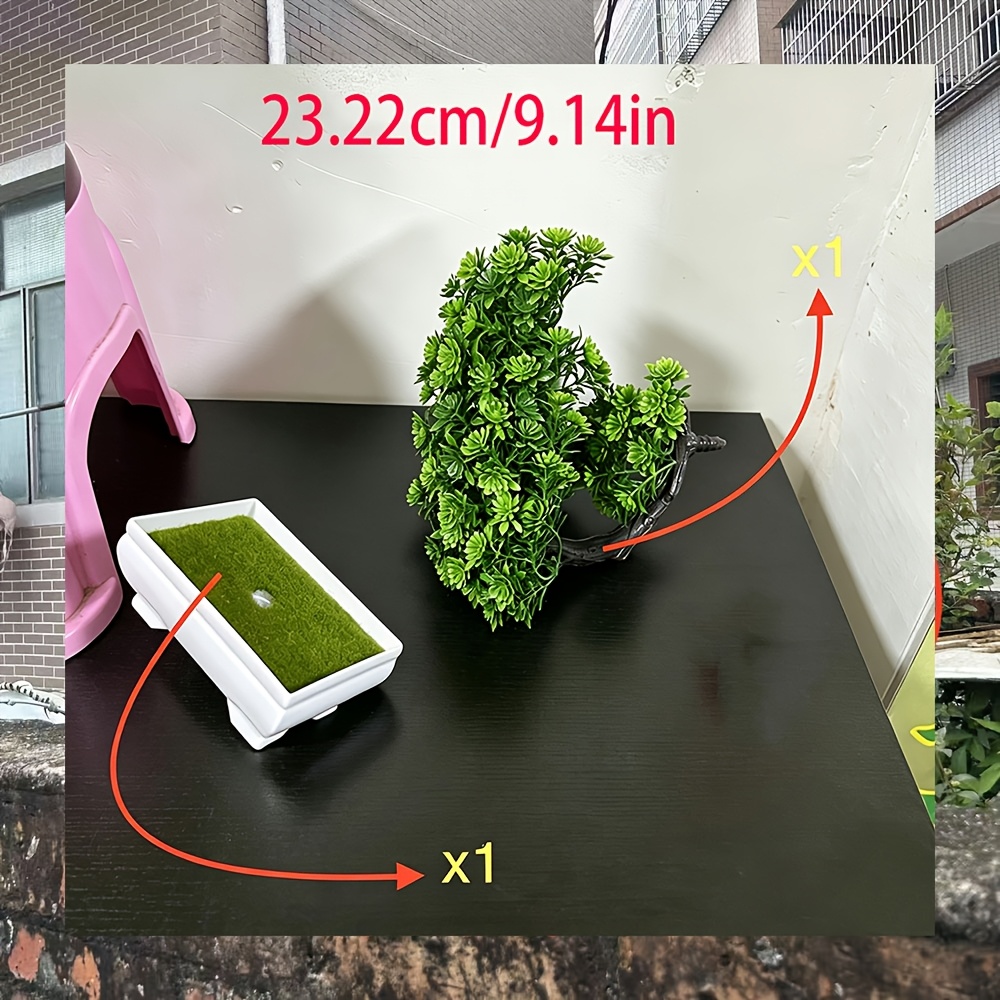 TEMU Nordic Style Artificial Lavender Crescent Flower Pot Decoration, And Flowing Shape, Green Leaves With Artificial , White Flower Pot, No Care And