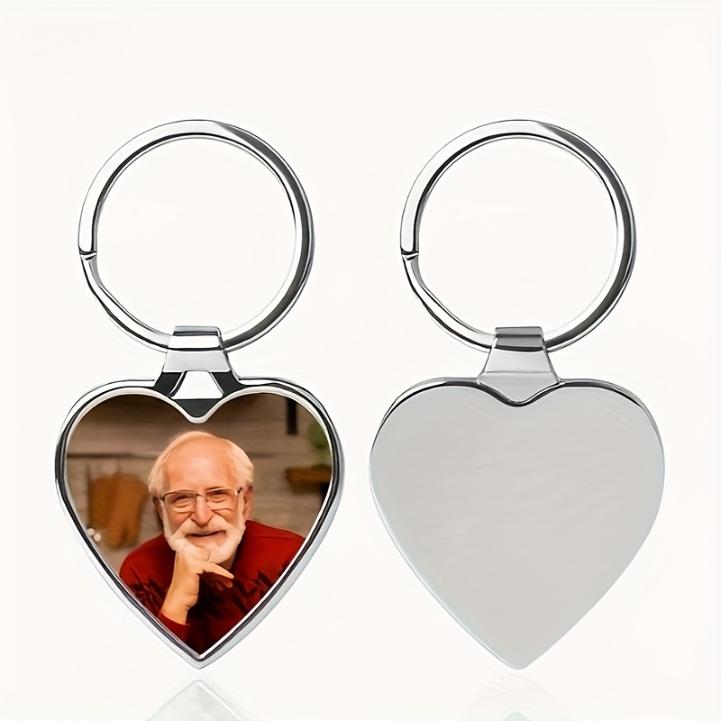 TEMU 1pz Portachiavi Personalizzato a Forma di Cuore con Foto, Stampa DIY con Logo Laser, Regalo per Famiglia, Regalo per Anniversario