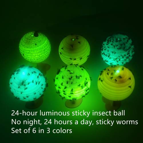 6 bolas luminosas, bolas adhesivas para moscas de , bolas adhesivas para moscas, adhesivas para pequeños insectos , bolas adhesivas para insectos con nocturno de 24 horas, adhesivas para insectos para , patio, , inodoro, protección