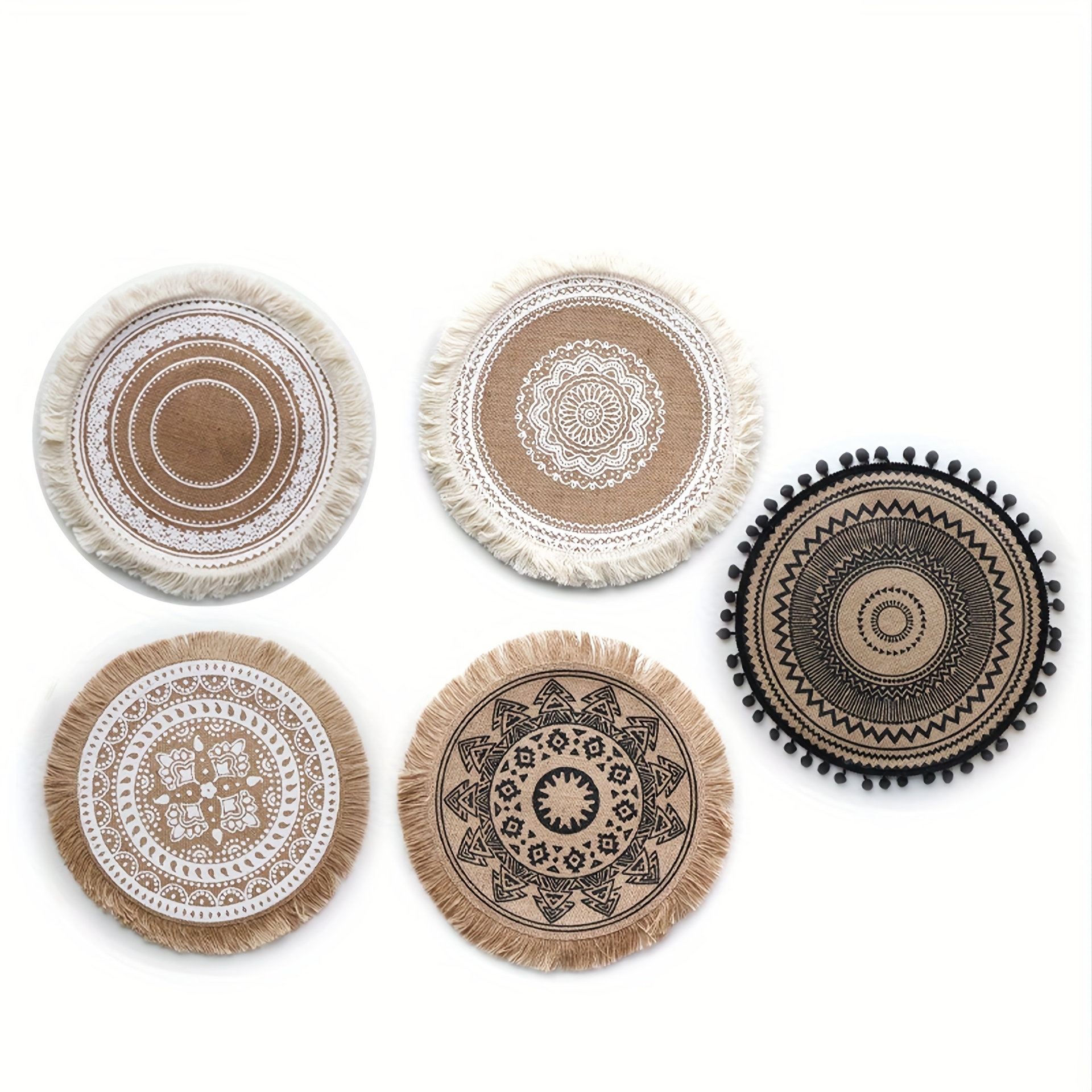 Set Of Placemats In Bohemian Style, Washable And Non-slip, Suitable For , Gatherings , And Kitchen Table Decoration