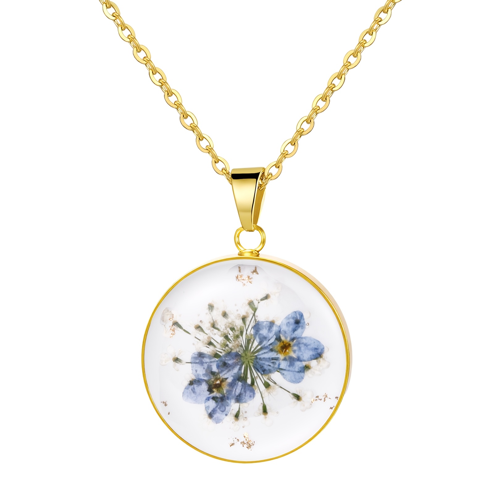 Image of -me- Flower Necklace | Stainless Steel, Vintage Style, Mother Miscarriage Sympathy, Loss Grief Memorial Jewelry, Suitable For Daily And Gift- Occasions, Ideal For Mother's Day