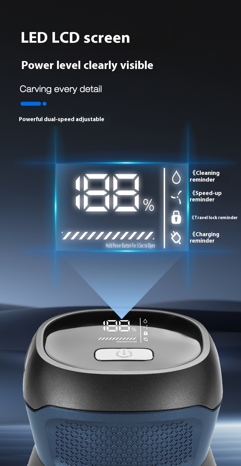 6-in-1 6D Bald Head Shaver & Clipper - Lithium-Ion Electric Razor with Smart Display, 1400mAh Battery, Type-C Charging, 2-Speed Adjustable, Self-Cleaning & Travel Lock - Men's Hair Removal Tool for Home & Travel (Ideal Gift for Men