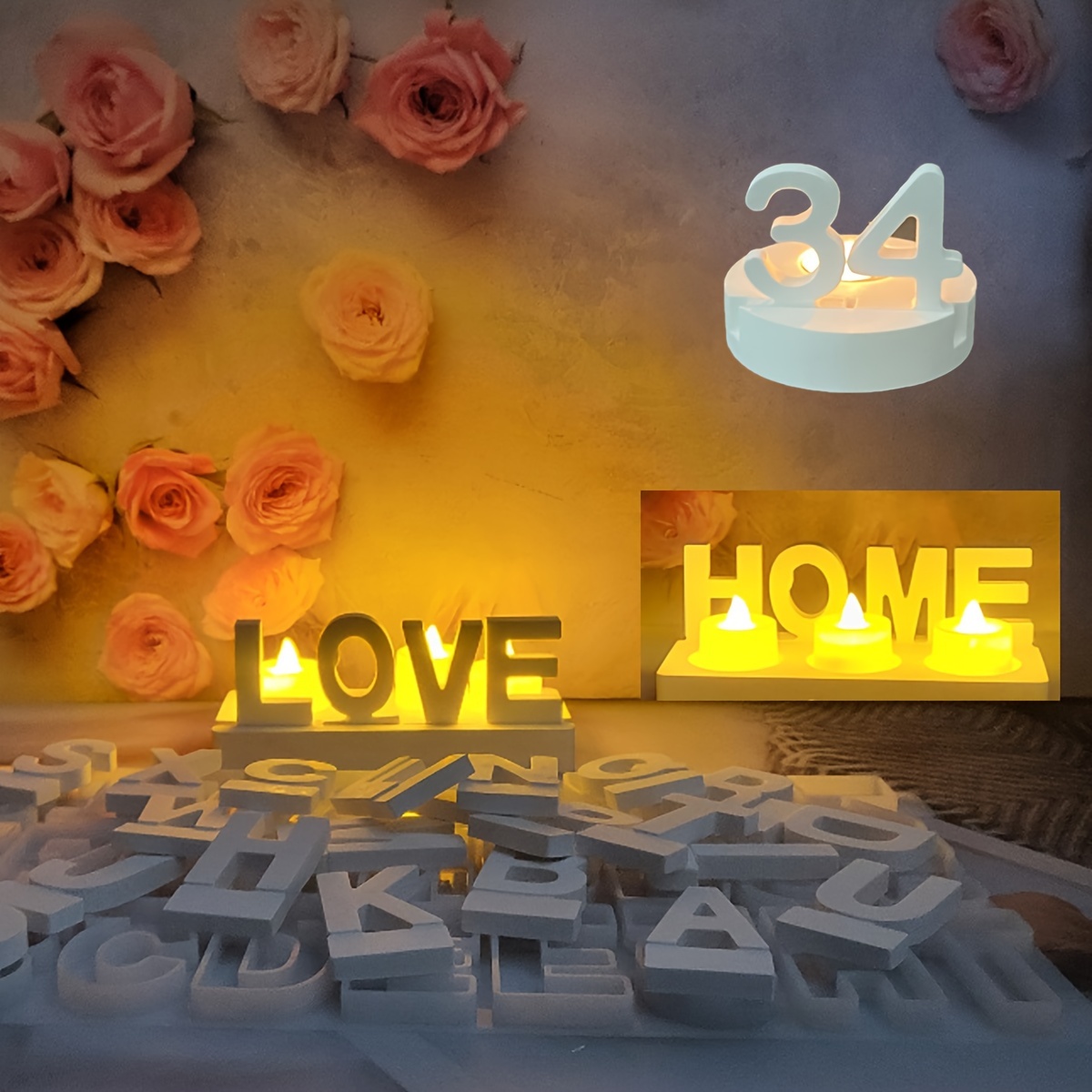 

1pc Letter & Number Candle Making Silicone Mold For Diy Birthday/anniversary Candles, 26 Alphabet & 10 Digits Plaster Ornaent, Home & Party Decor Silicone Mold For Special Occasions