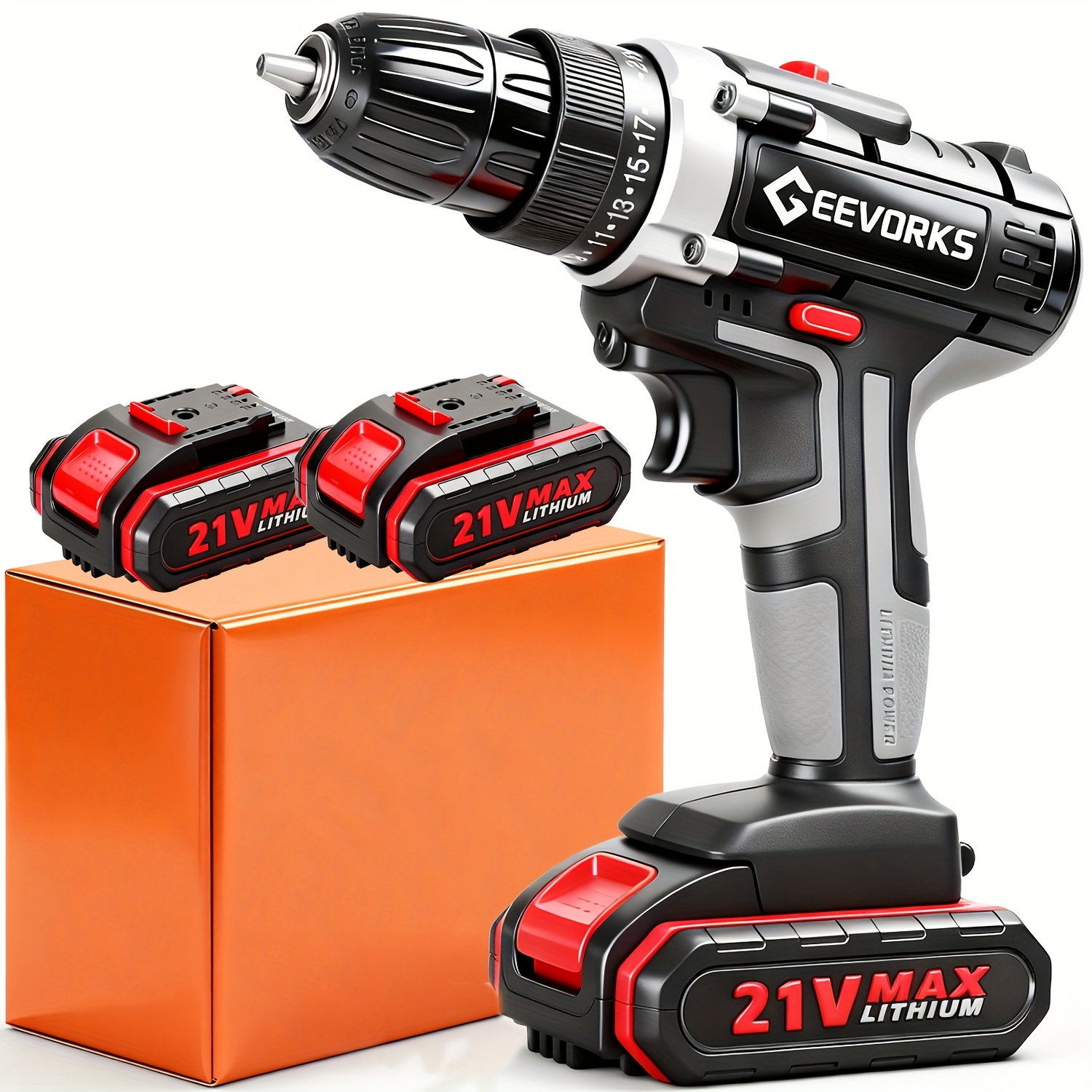 21V 3-in-1 Boor/Impact Driver/Schroevendraaier Set met 2 Accu's en Oplader,