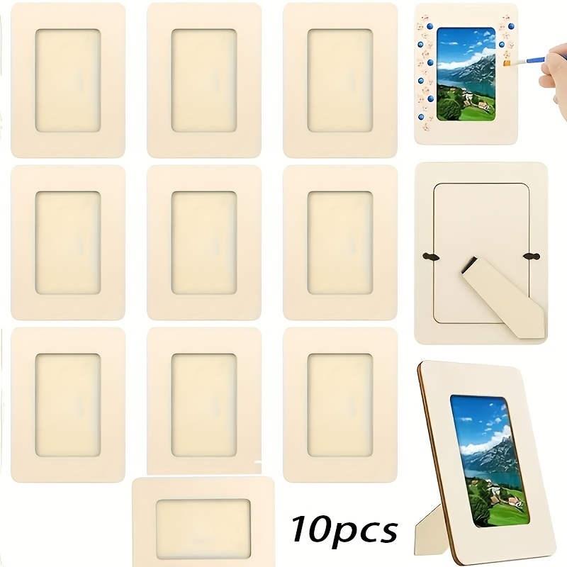 Image of 10pcs Diy Blank Wooden Picture Frames And Photo Boards - - Personalize Your Own Frames - Ideal For Gifts On Mother's Day, Father's Day, And Graduation Season