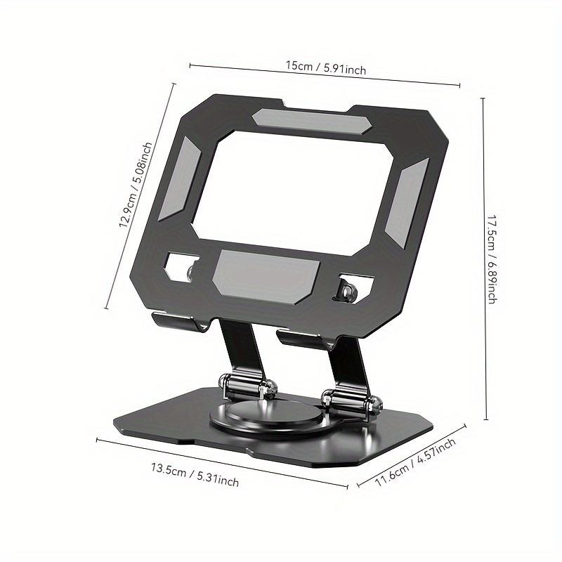 360 rotating carbon steel phone tablet stand adjustable foldable and sturdy for live streaming video recording and hands free use tablet holder stand details 3
