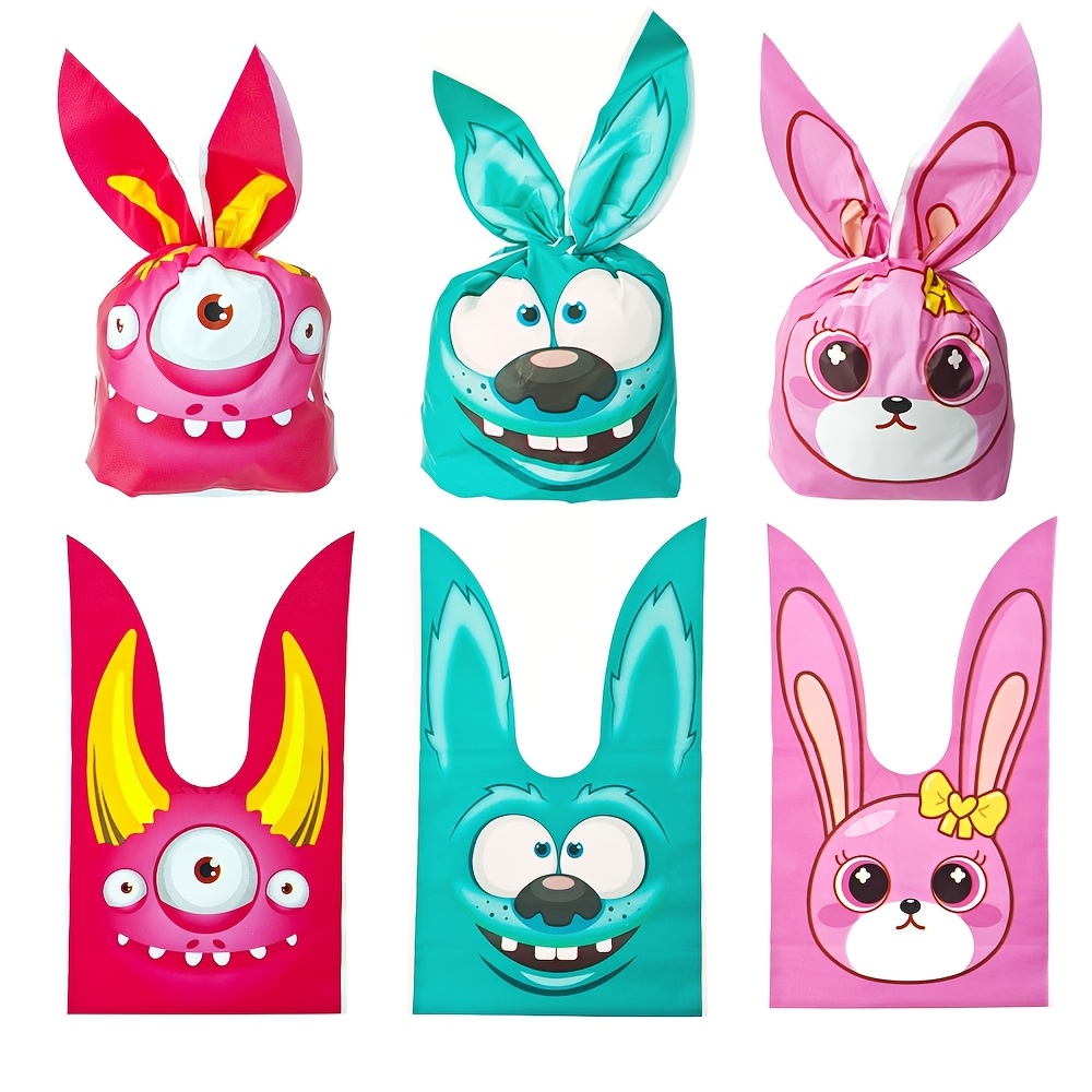 50pcs 13.5x22.5cm Pink Cartoon Rabbit Series Ear Pull-out Bag Small Item Gift Packaging Bag