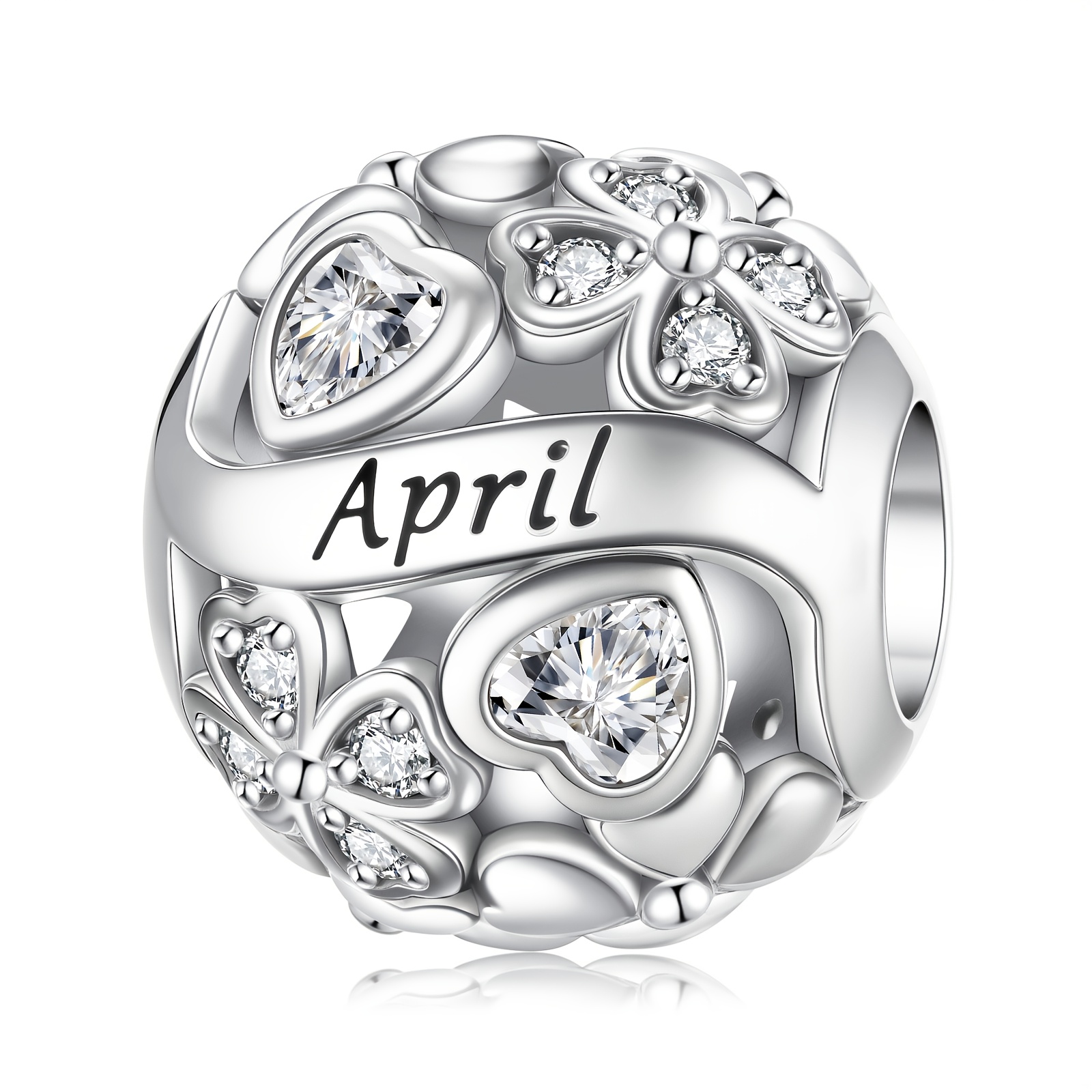 TEMU December Geboortesteen Zilveren Hart Kralen Hanger voor DIY Armband, Ketting Sieraden, Vrouwen Verjaardagscadeau, Verjaardagspresent,