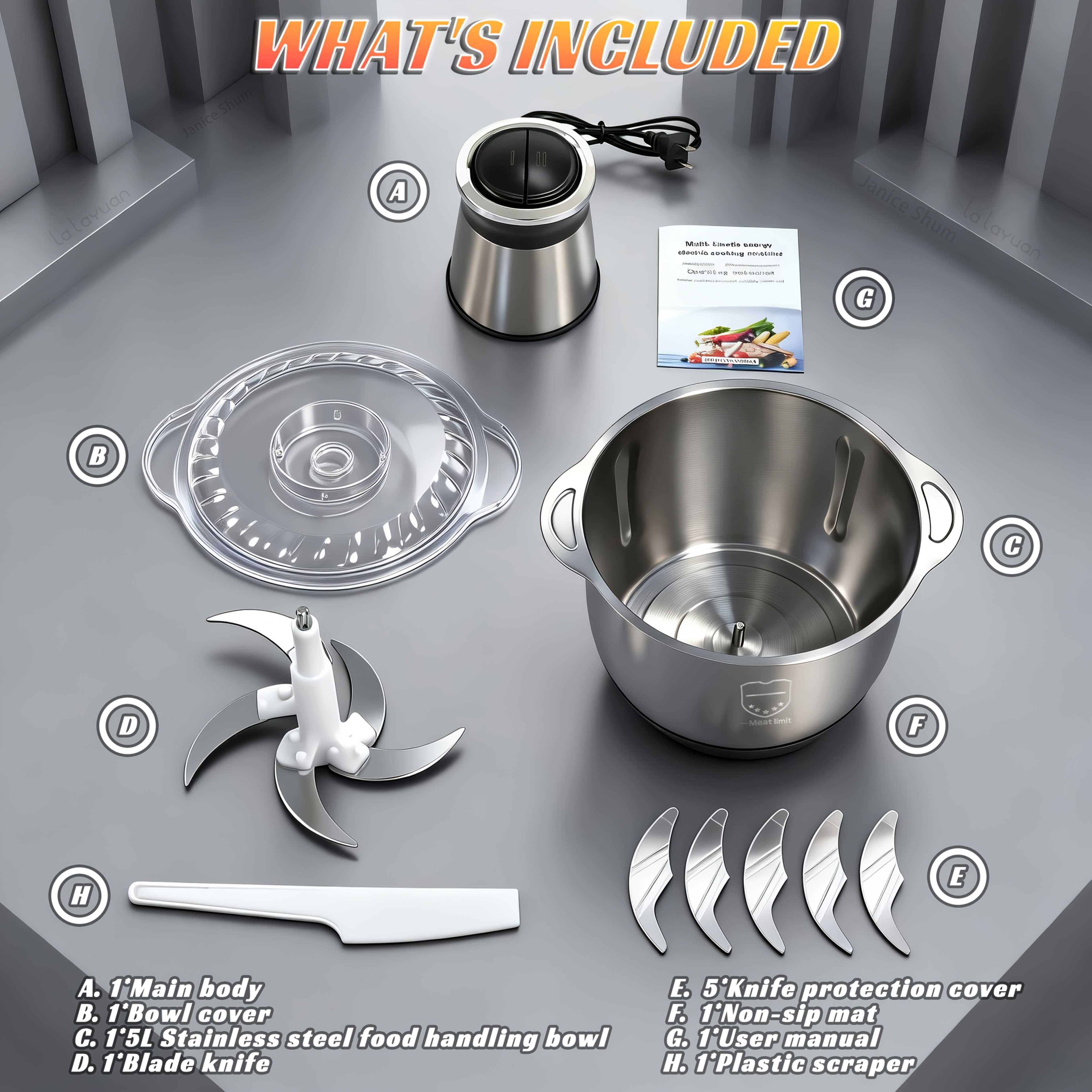 TEMU Electric Meat Grinder, Vegetable Chopper, 5l/1.32gal Large Capacity 400w Electric Food Chopper, 304 Stainless Steel Bowl Press Control Grinder,
