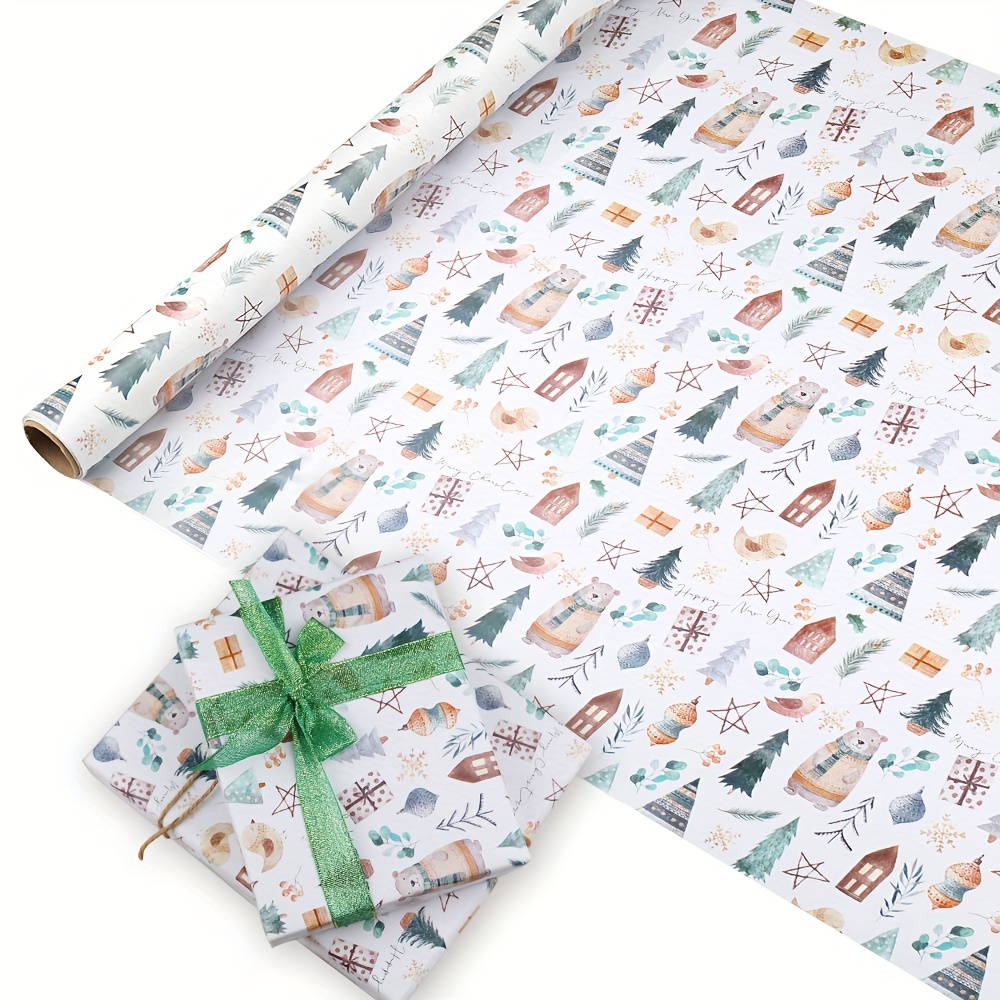 

1 Roll Of Wrapping , Suitable For Packaging , Christmas Bear Christmas