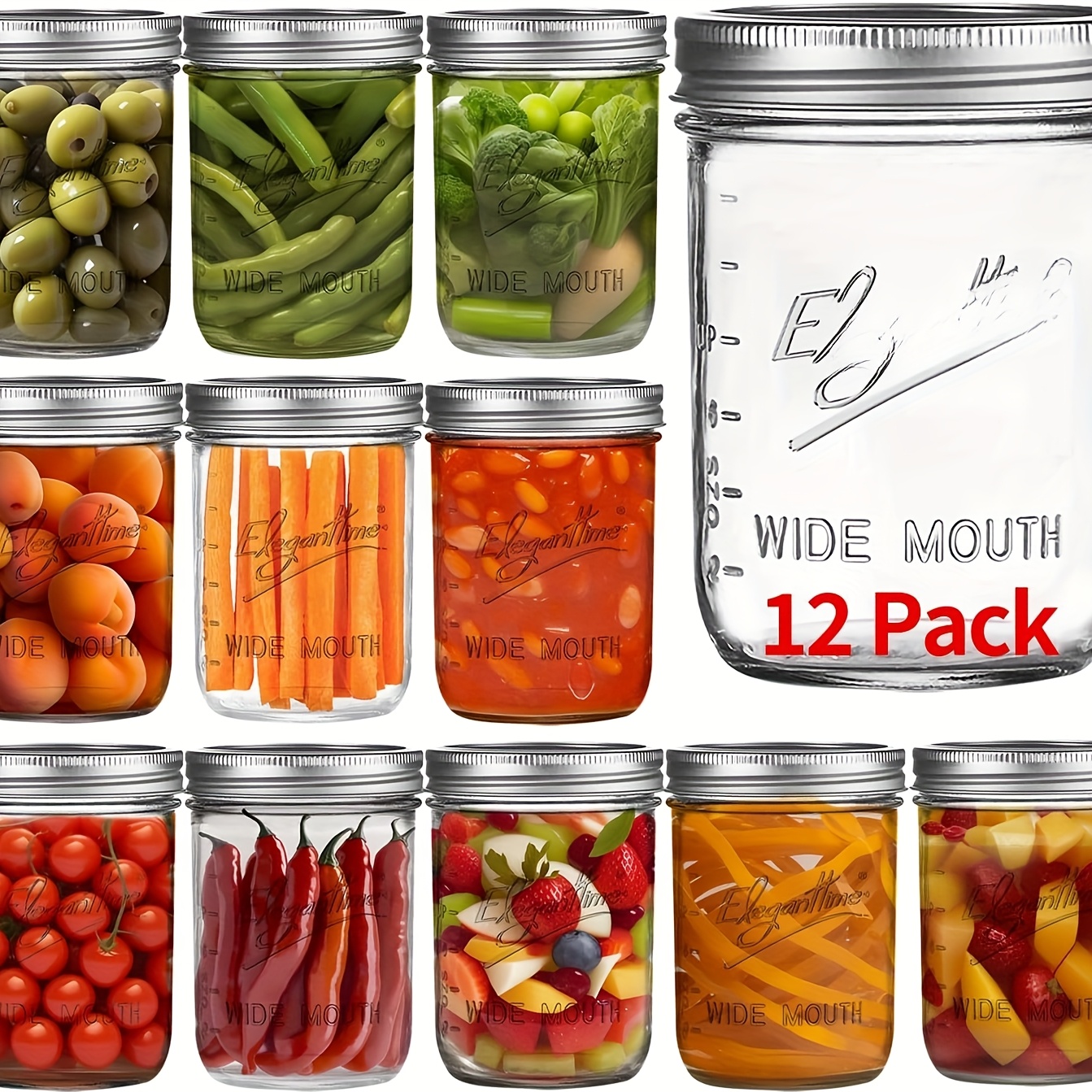 Mason Jars 16 Oz With Lids FastRack 32 Oz Mason Jars - Pack Of 12 Quart ...