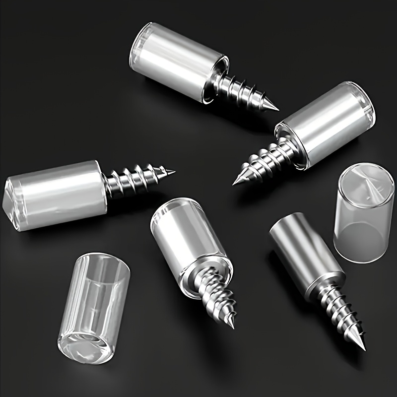 Image of 100pcs Adjustable Self-tapping Shelf Support Pins With Clear Non-slip Rubber Covers - Durable Nickel-plated Screws For Adjustable Shelves, Kitchen Cabinets, Wine Cabinets