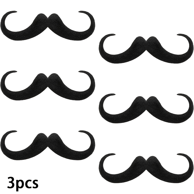 TEMU 3pcs Set Of Self-adhesive Fake Moustaches Halloween Christmas Theme Party Realistic Fake -character Beard Activity Role-playing Novelty Toy