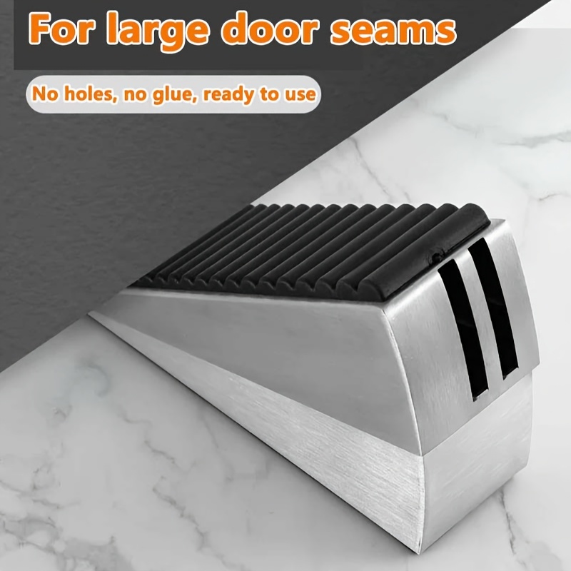TEMU 1pc Durable Spring Door Stop, Wind-resistant Fixed Door Without Drilling, Collision-proof Door, Silver Door Stop, Made Of Stainless Steel