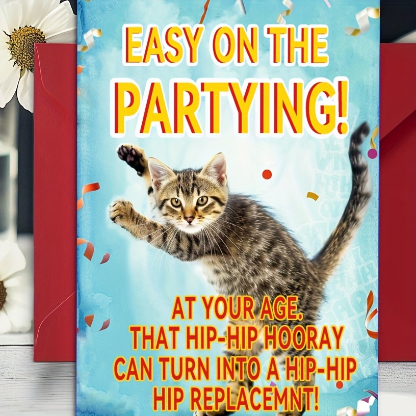 

Charming Cat-themed Greeting Card - Funny &, , Premium Thick Paper, Comfortable Touch