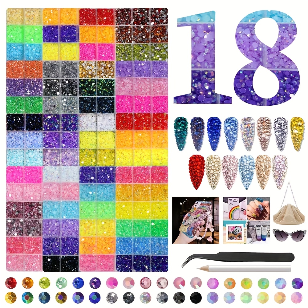 20 000pcs resin rhinestones with organizer box mixed sizes 3mm 4mm 5mm non hotfix flatback synthetic gemstones for   crafts decorations