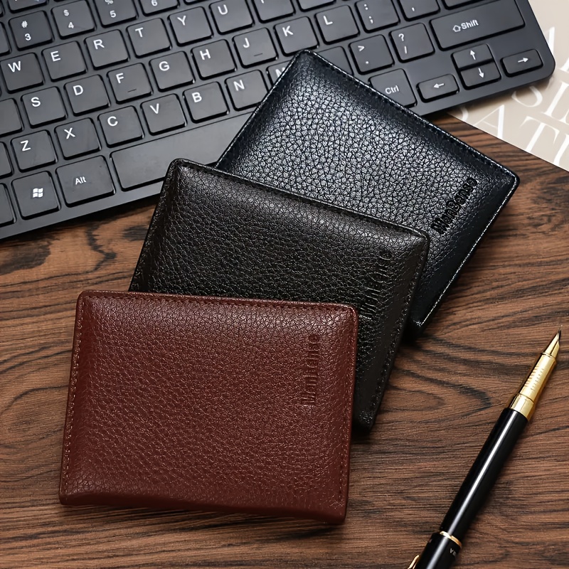 

Men's Leather Wallet, Multi-card Slots, Vertical Credit Card Holder, Perfect Gift For Gentlemen, Leather, Polyester, Black