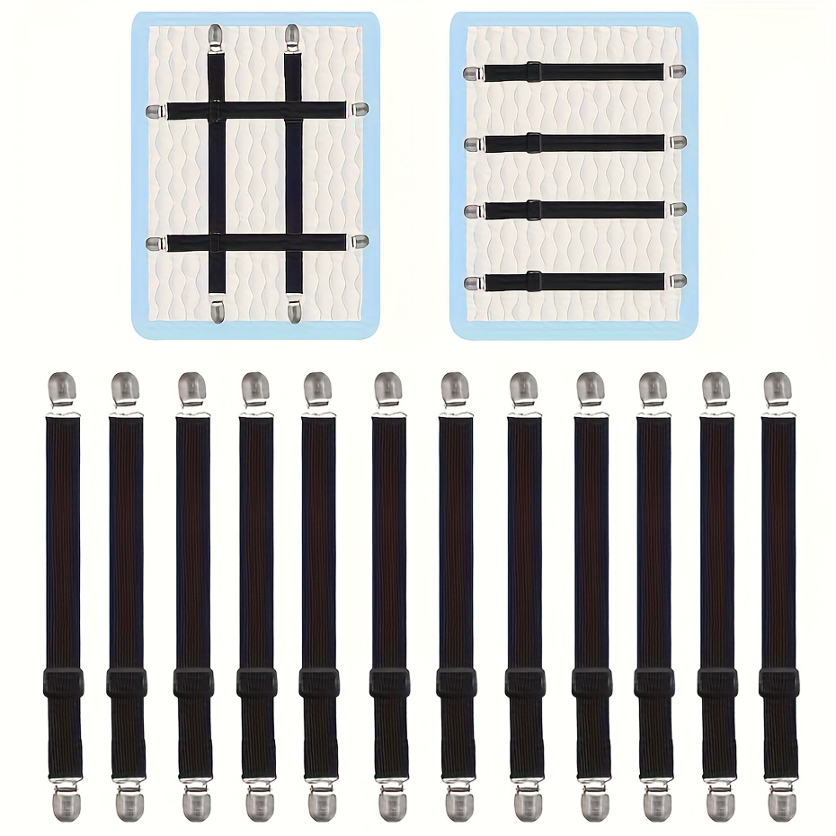 Image of 12pcs Bed Sheet Fasteners Suitable For Mattresses, Sofas, Tablecloths, Ironing Board Covers, And Car Seat Cushions - Easy To Operate And (approximately 14-23 Inches)