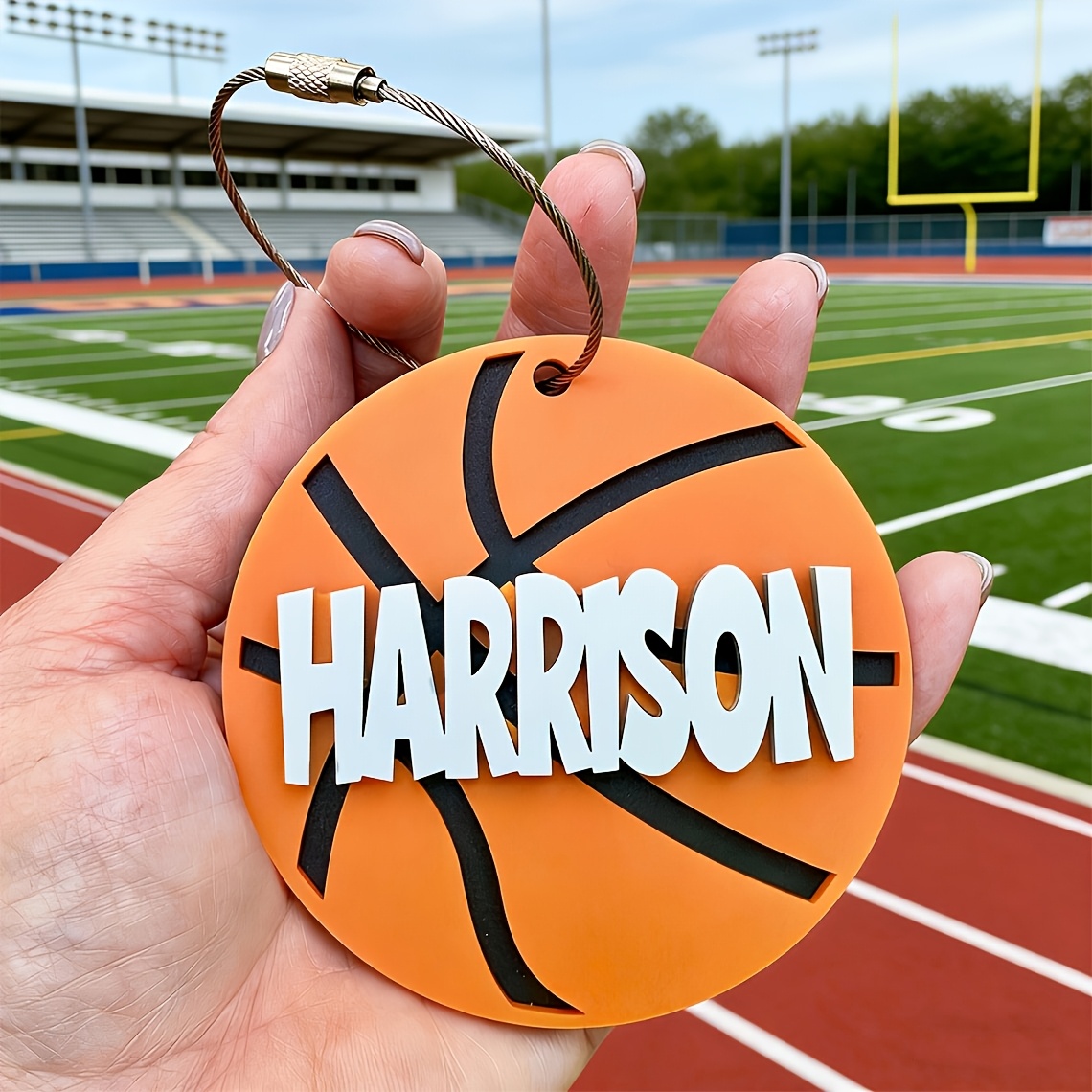 TEMU Custom Name Basketball Keychain, Personalized Pendant Bag Charm, Sports Accessory, Memorial Gift For Basketball Lovers, Present For & Ones