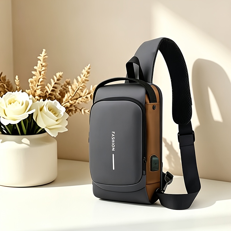 TEMU Sac à dos de moto avec serrure, sac bandoulière convertible, compartiment zippé, bandoulière réglable, idéal pour les quotidiens et les ,