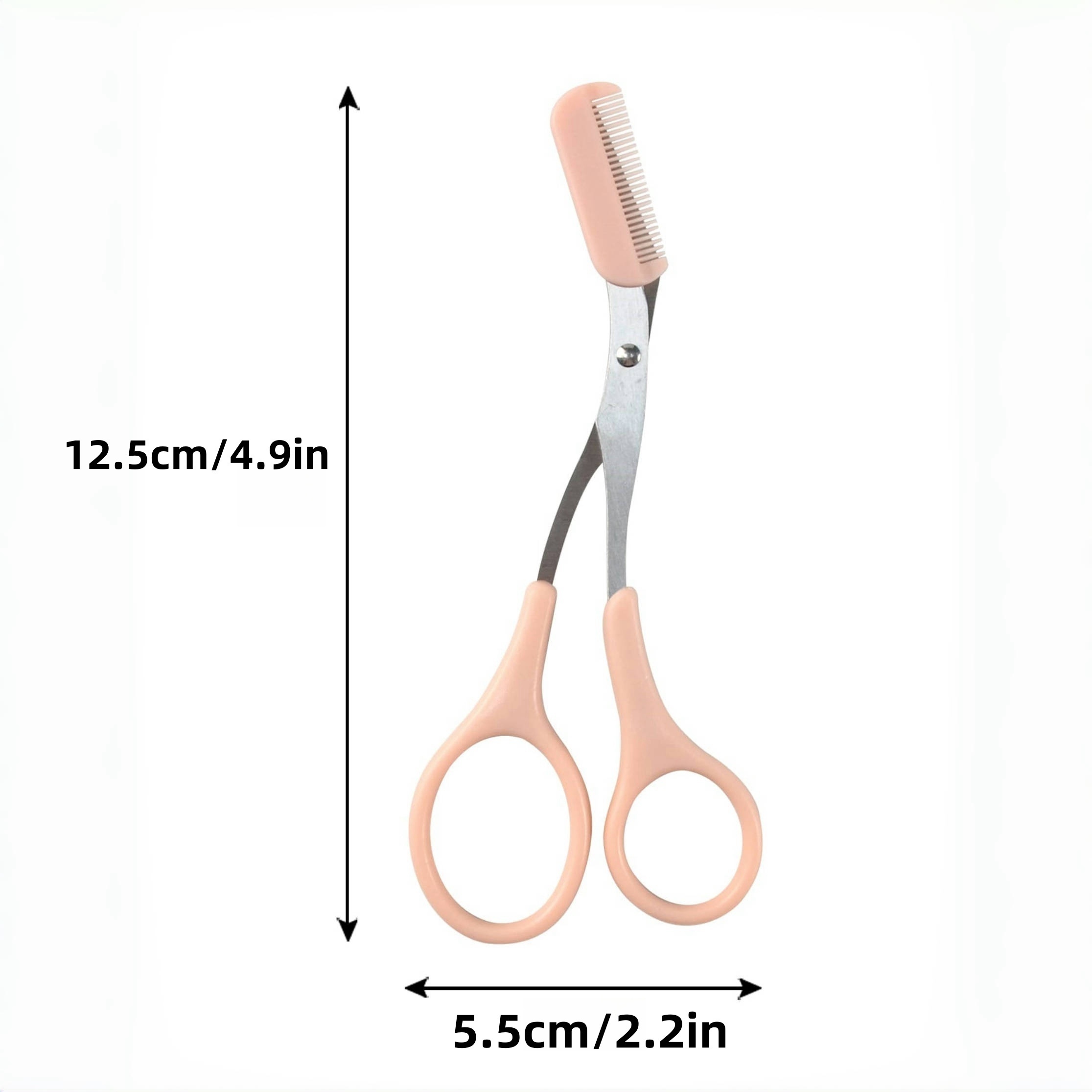 Stainless Steel Precision Eyebrow Trimming Scissors with Integrated Comb, Manual Grooming Tool, Durable Plastic Handle, No Battery Required, for Perfect Brow Shaping